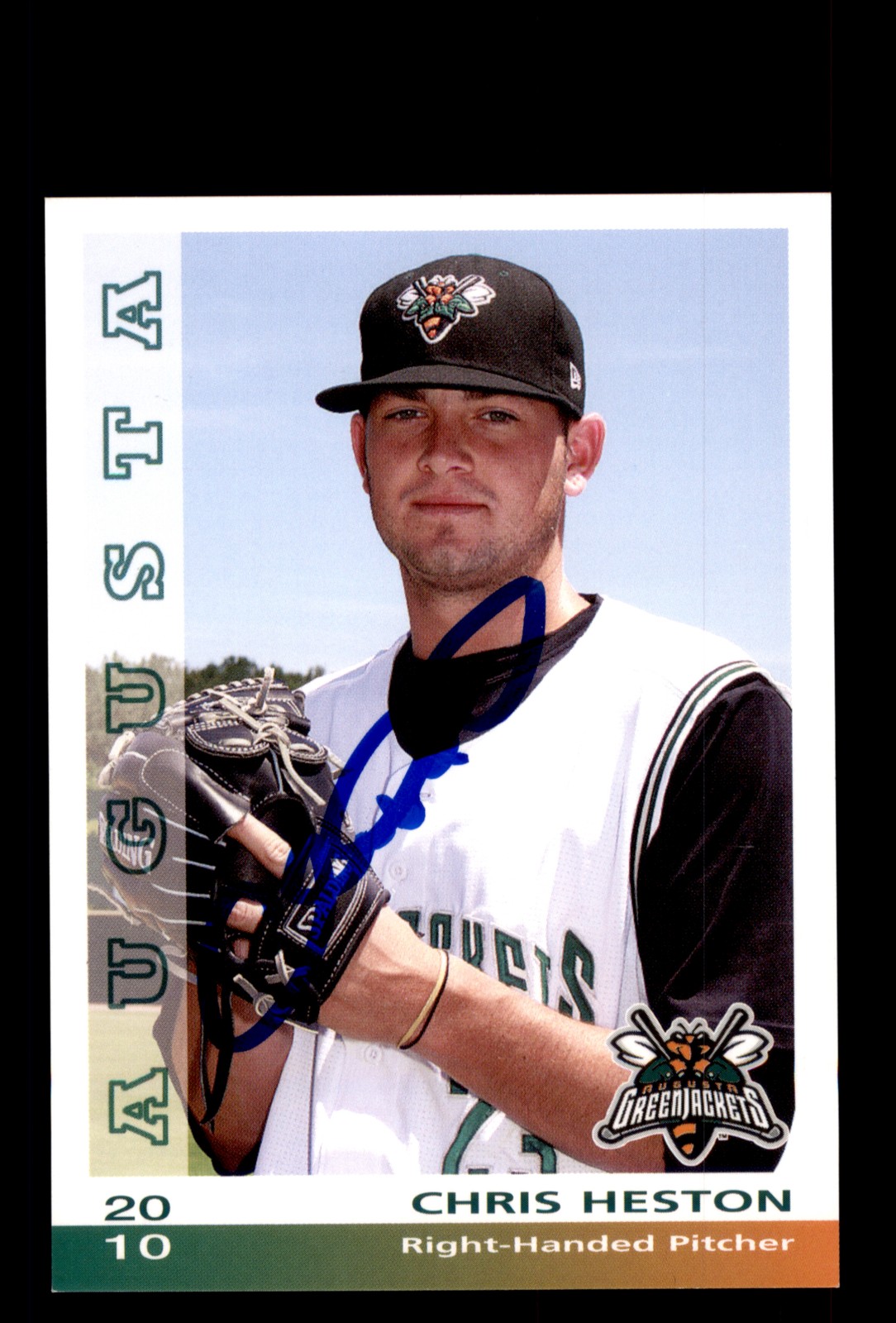 Signed Baseball Card Auto Chris Heston 2010 Grandstand Augusta GreenJackets