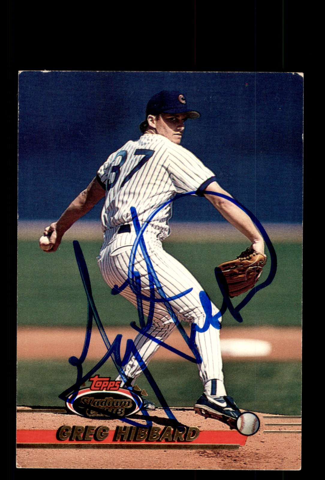 Signed Baseball Card Auto Greg Hibbard 1993 Stadium Club #606 Chicago Cubs
