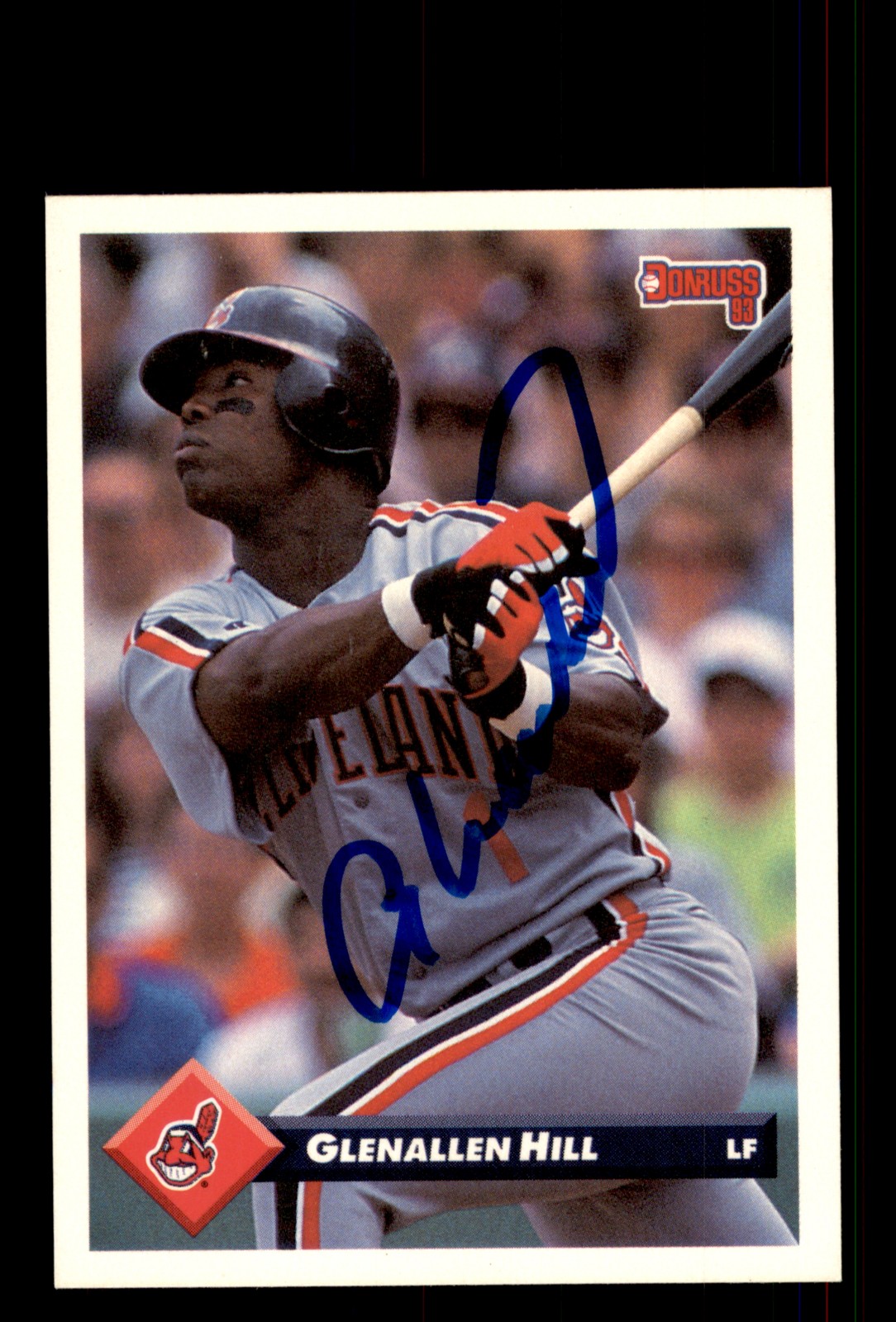 Signed Baseball Card Auto Glenallen Hill 1993 Donruss #201 Cleveland Indians