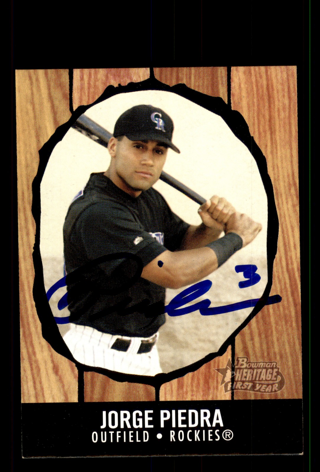 Signed Baseball Card Auto Jorge Piedra 2003 Bowman Heritage #205 Rockies