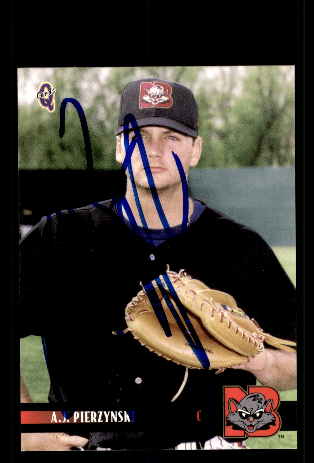 Signed Baseball Card Auto A.J. Pierzynski 2000 Blueline New Britain Rock Cats