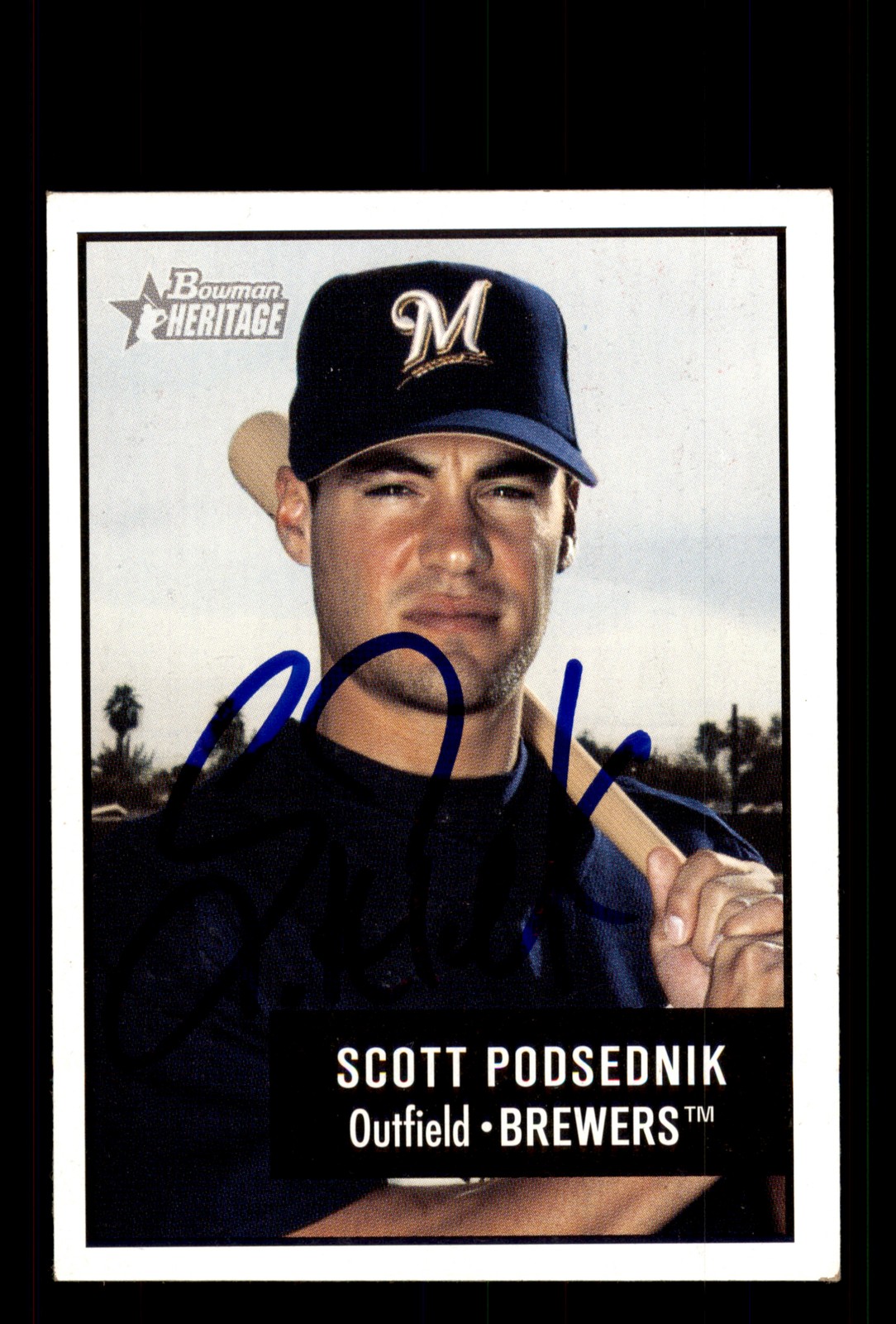 Signed Baseball Card Auto Scott Podsednik 2003 Bowman Heritage #125 Brewers