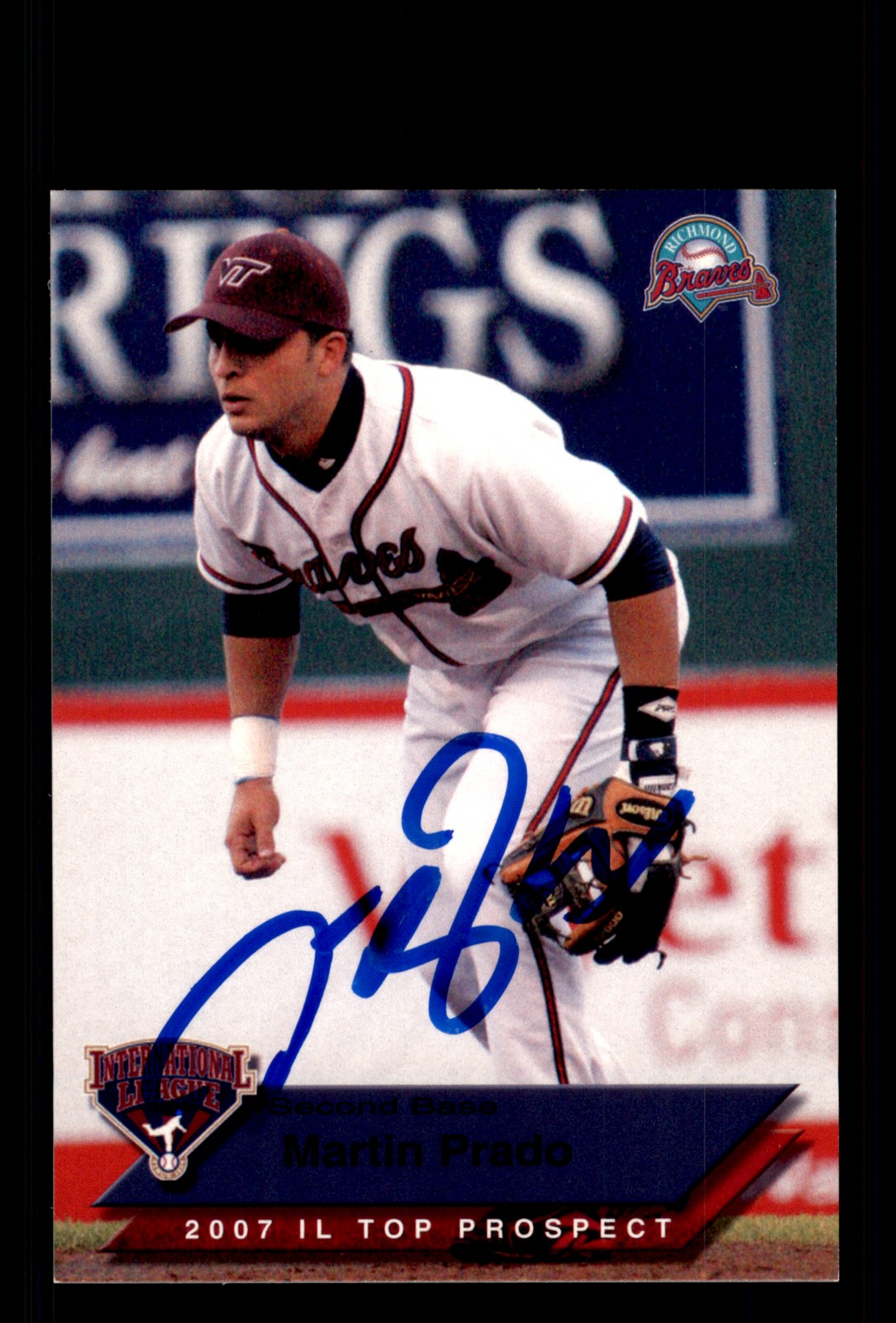 Signed Baseball Card Auto Martin Prado 2007 International League Top Prospects
