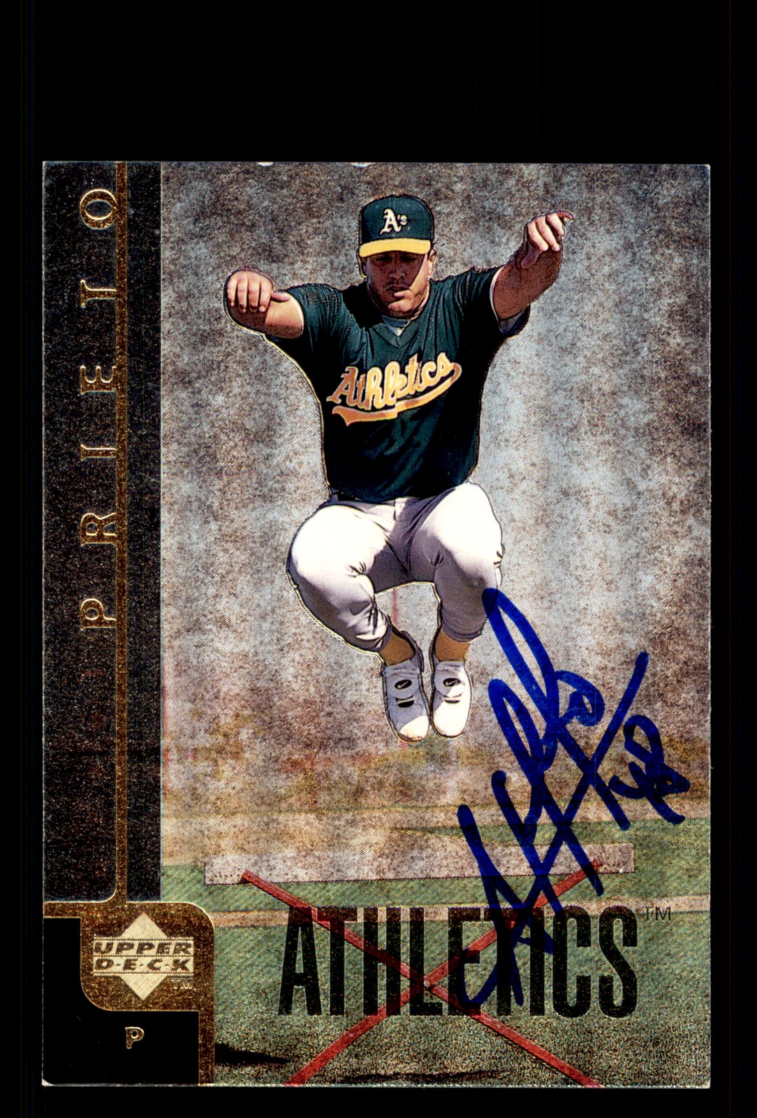 Signed Baseball Card Auto Ariel Prieto 1998 Upper Deck #182 Oakland Athletics