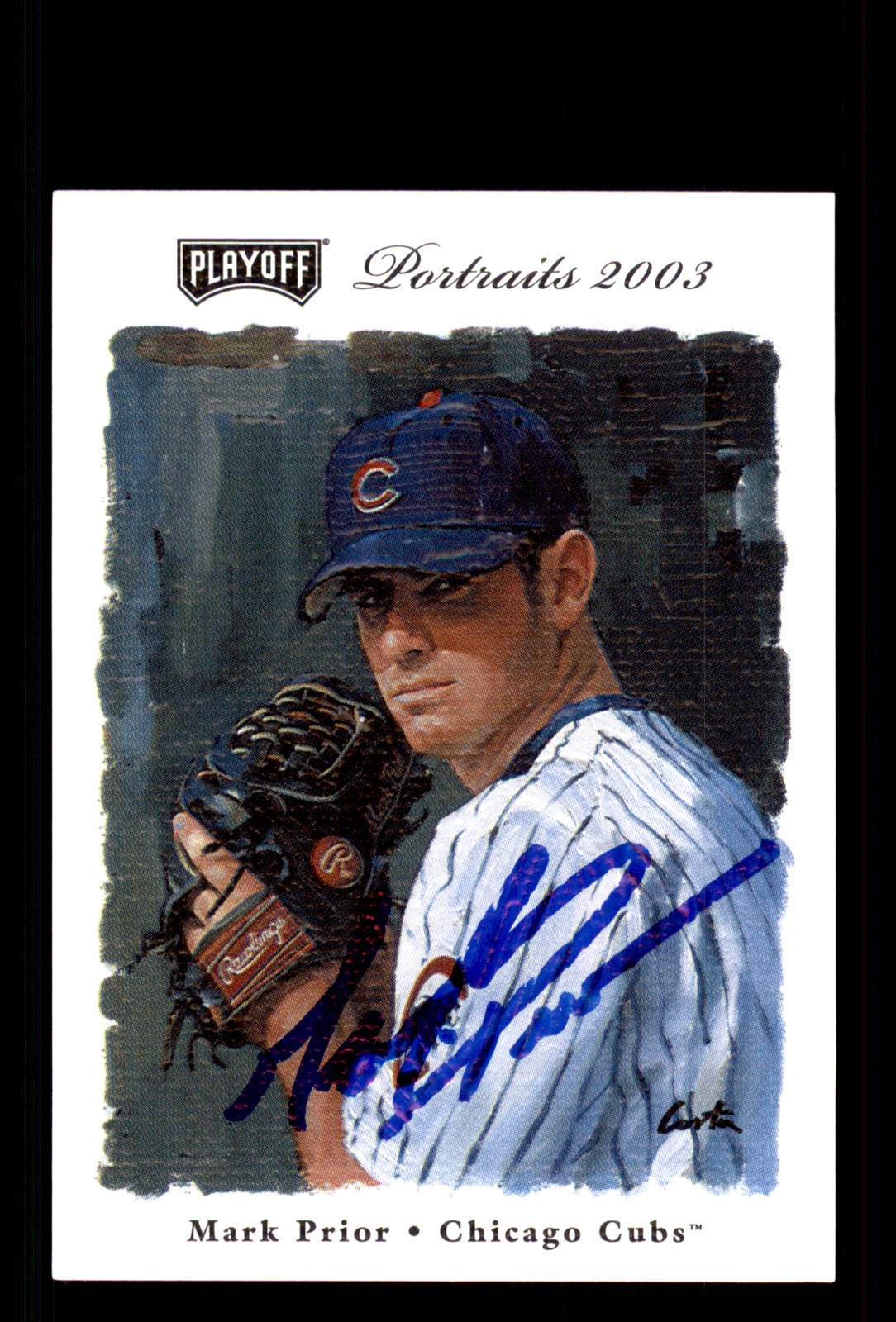 Signed Baseball Card Auto Mark Prior 2003 Playoff Portraits #47 Chicago Cubs