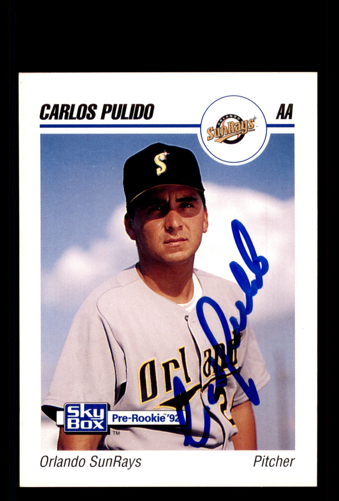 Signed Baseball Card Auto Carlos Pulido 1992 SkyBox AA #224 Orlando Sun Rays