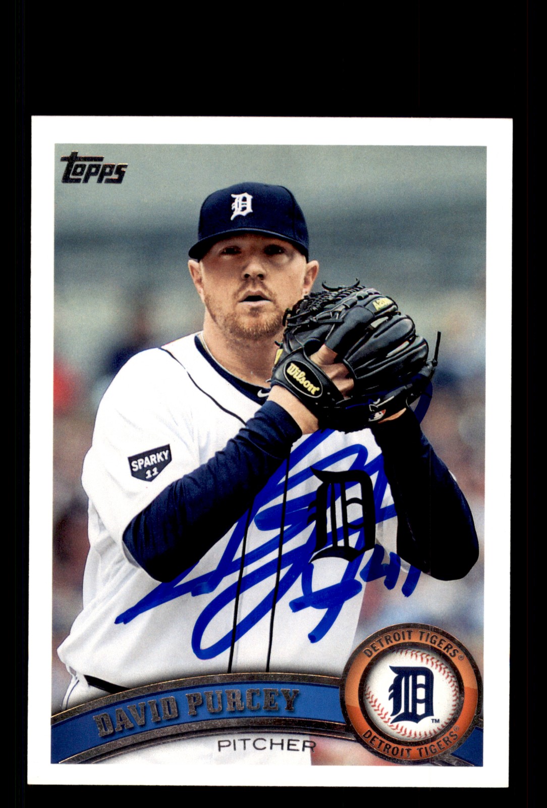 Signed Baseball Card Auto David Purcey 2011 Topps Update #US285 Detroit Tigers