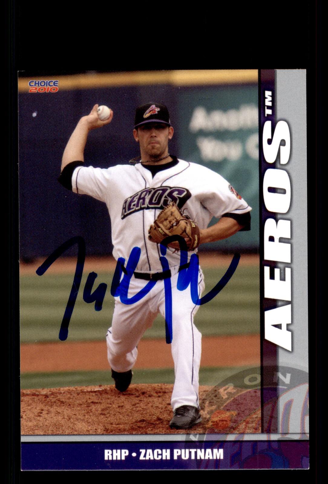 Signed Baseball Card Auto Zach Putnam 2010 Choice Akron Aeros