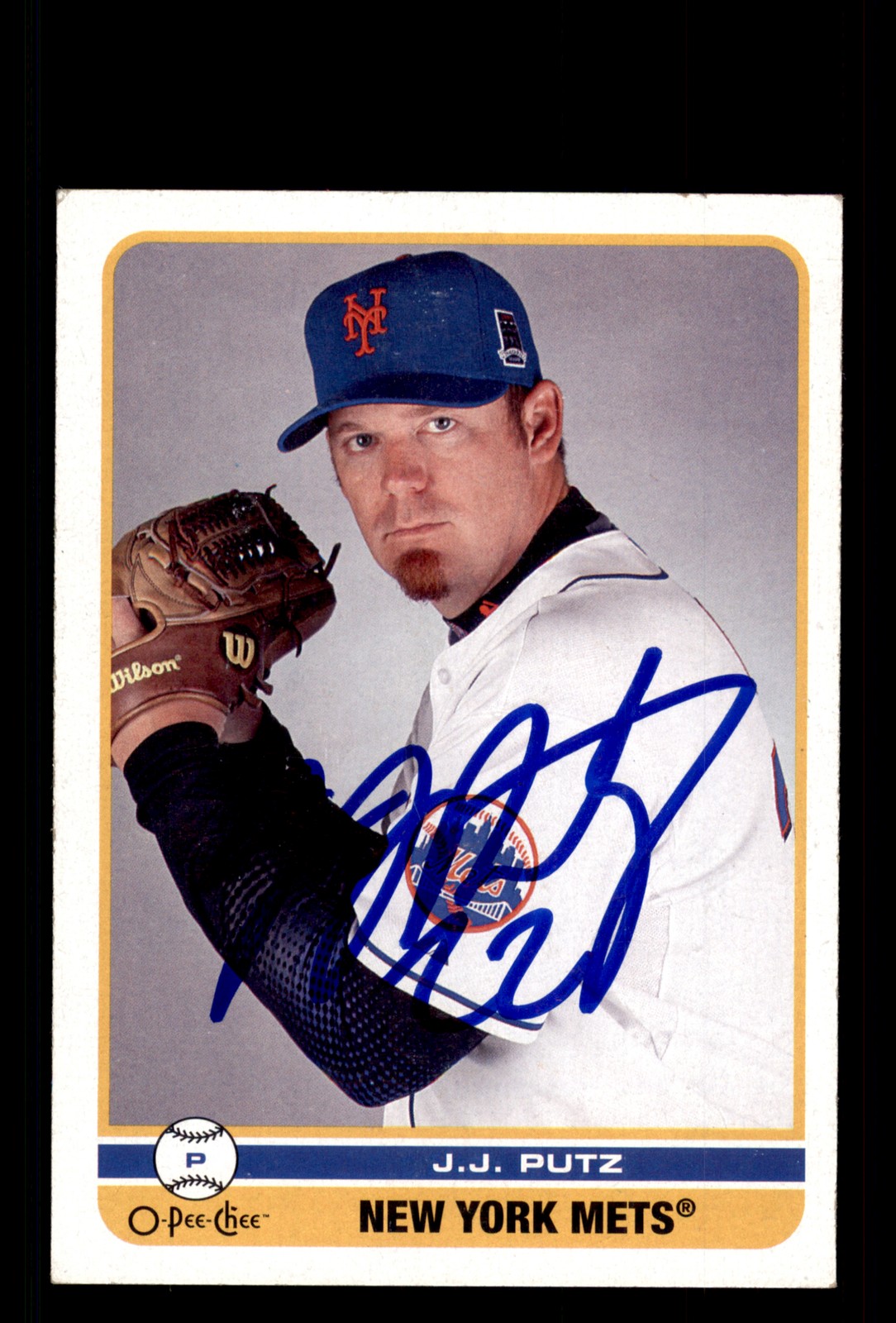 Signed Baseball Card Auto J.J. Putz 2009 O-Pee-Chee #408 New York Mets