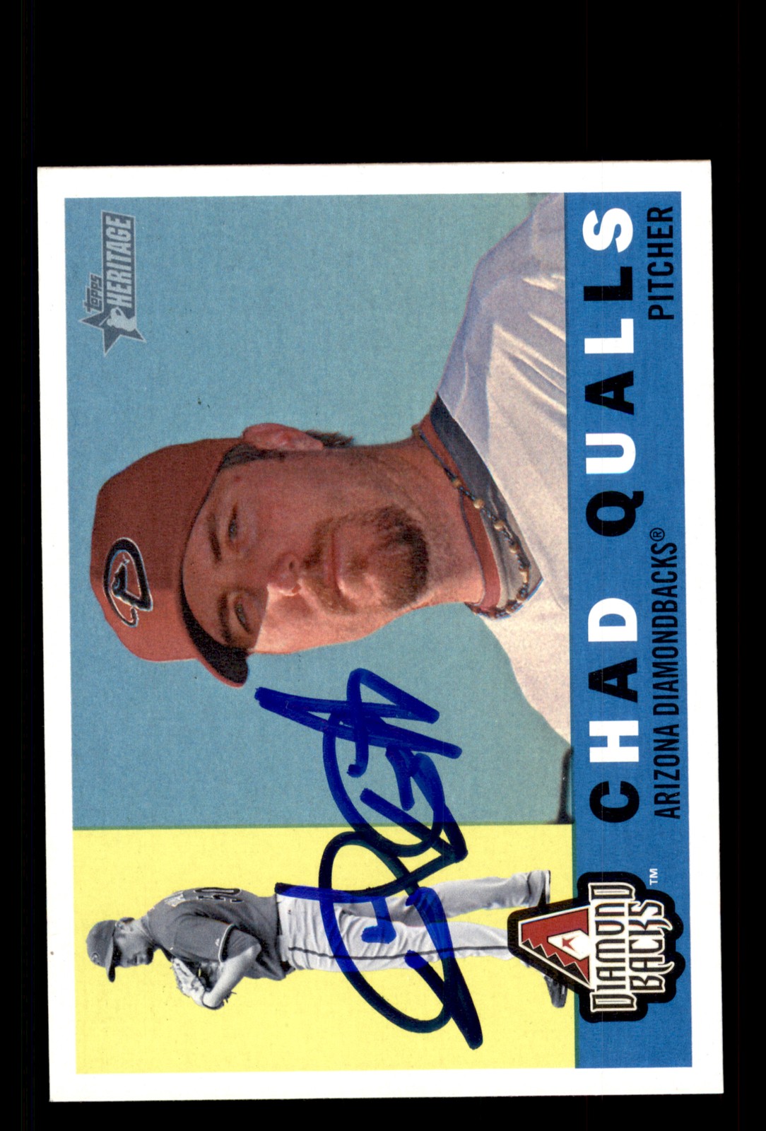 Signed Baseball Card Auto Chad Qualls 2009 Topps Heritage #535 Diamondbacks