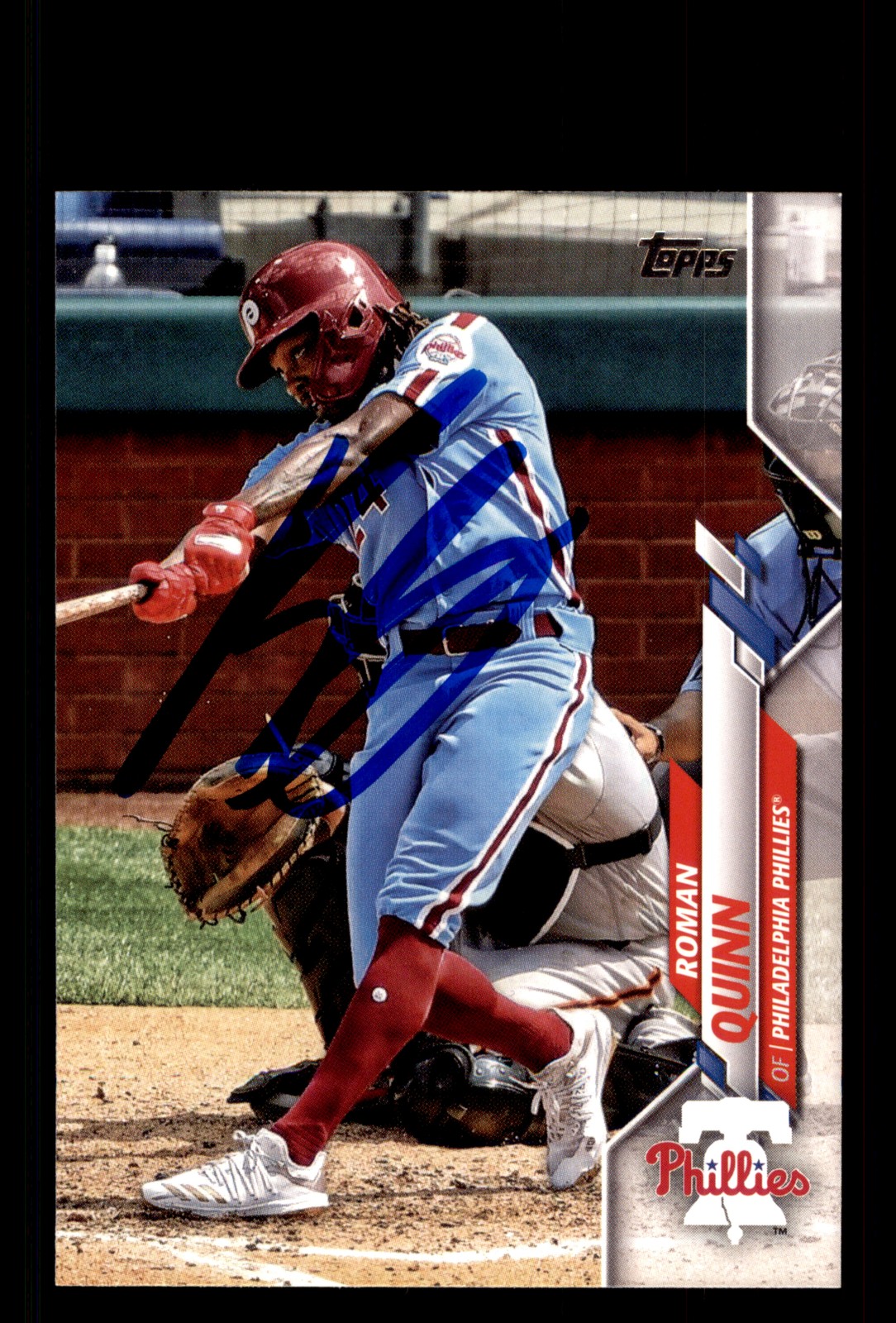 Signed Baseball Card Auto Roman Quinn 2020 Topps #256 Philadelphia Phillies