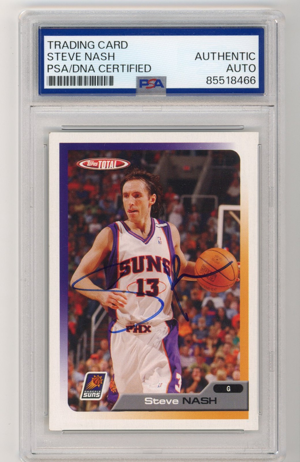 Signed Basketball Card Auto Steve Nash 2005-06 Topps Total #88 Suns PSA/DNA