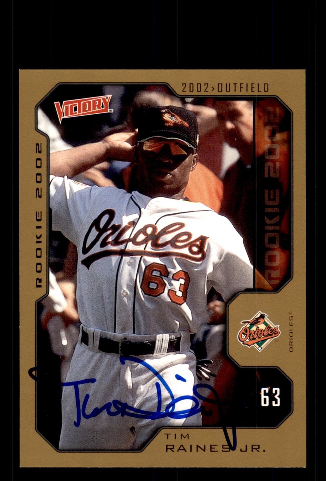 Signed Baseball Card Auto Tim Raines Jr. 2002 Upper Deck Victory #494 Gold