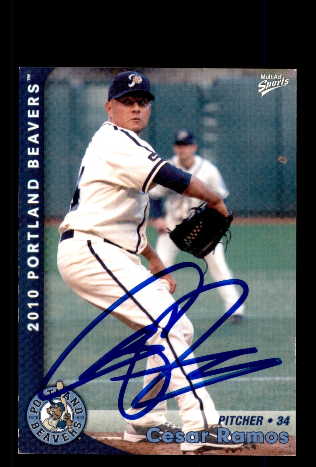 Signed Baseball Card Auto Cesar Ramos 2010 MultiAd Portland Beavers