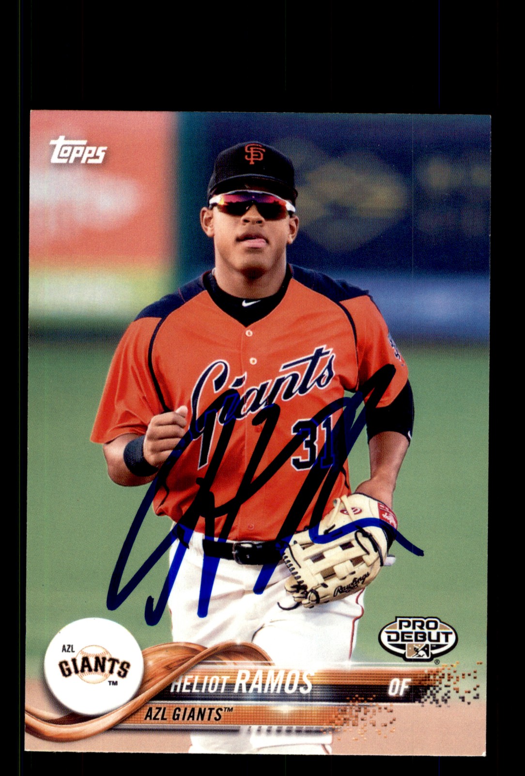 Signed Baseball Card Auto Heliot Ramos 2018 Topps Pro Debut #150