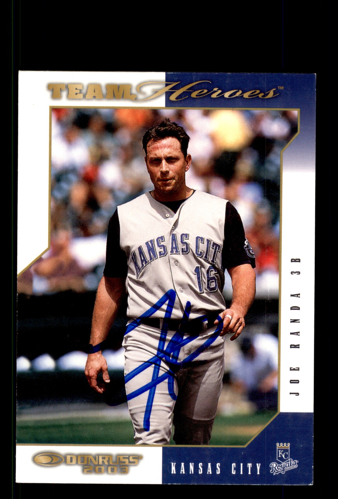 Signed Baseball Card Auto Joe Randa 2003 Donruss Team Heroes #245 Royals