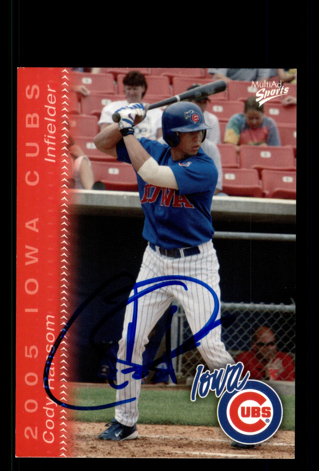 Signed Baseball Card Auto Cody Ransom 2005 MultiAd Iowa Cubs