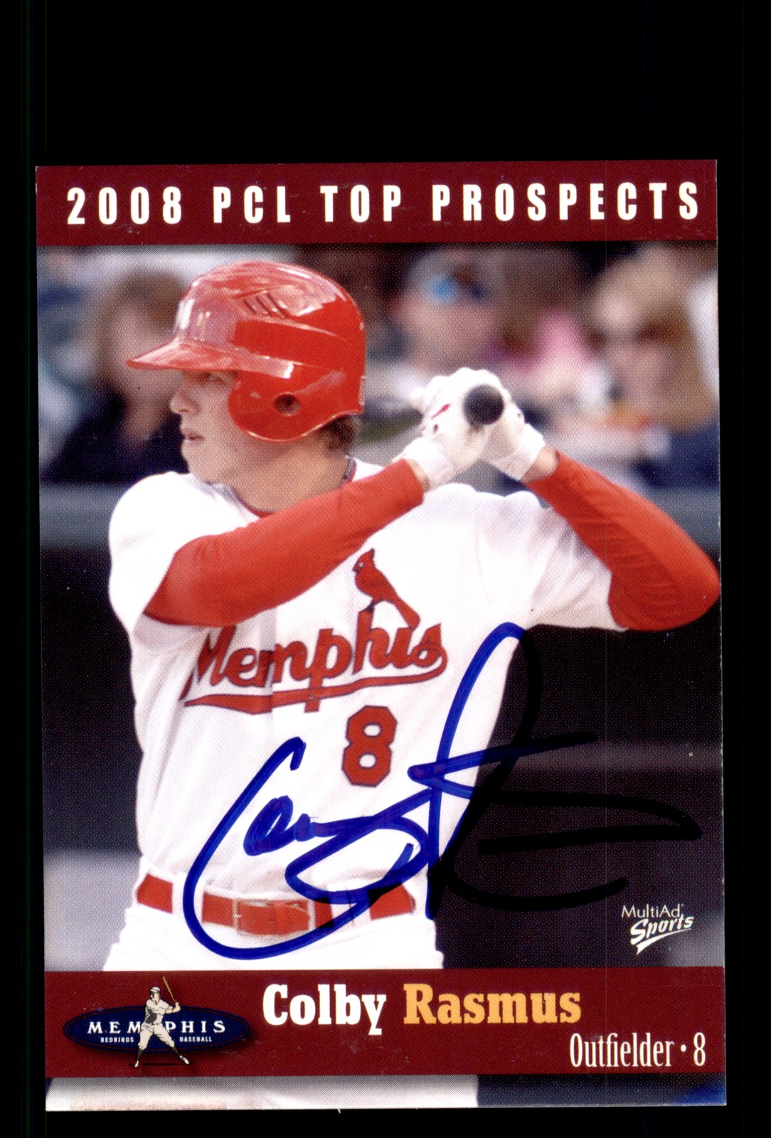Signed Baseball Card Auto Colby Rasmus 2008 Pacific Coast League Top Prospects