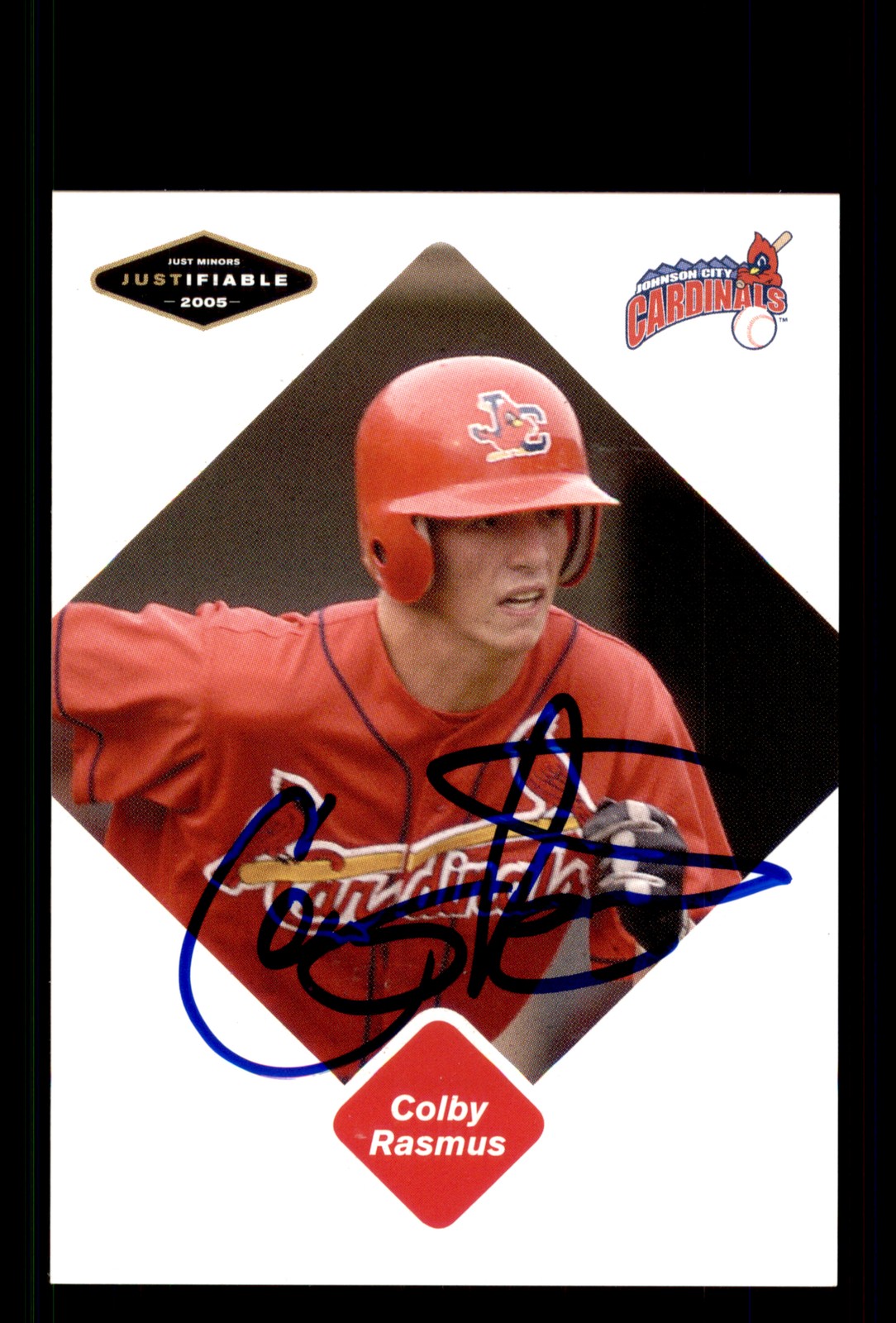 Signed Baseball Card Auto Colby Rasmus 2005 Justifiable #68 Cardinals
