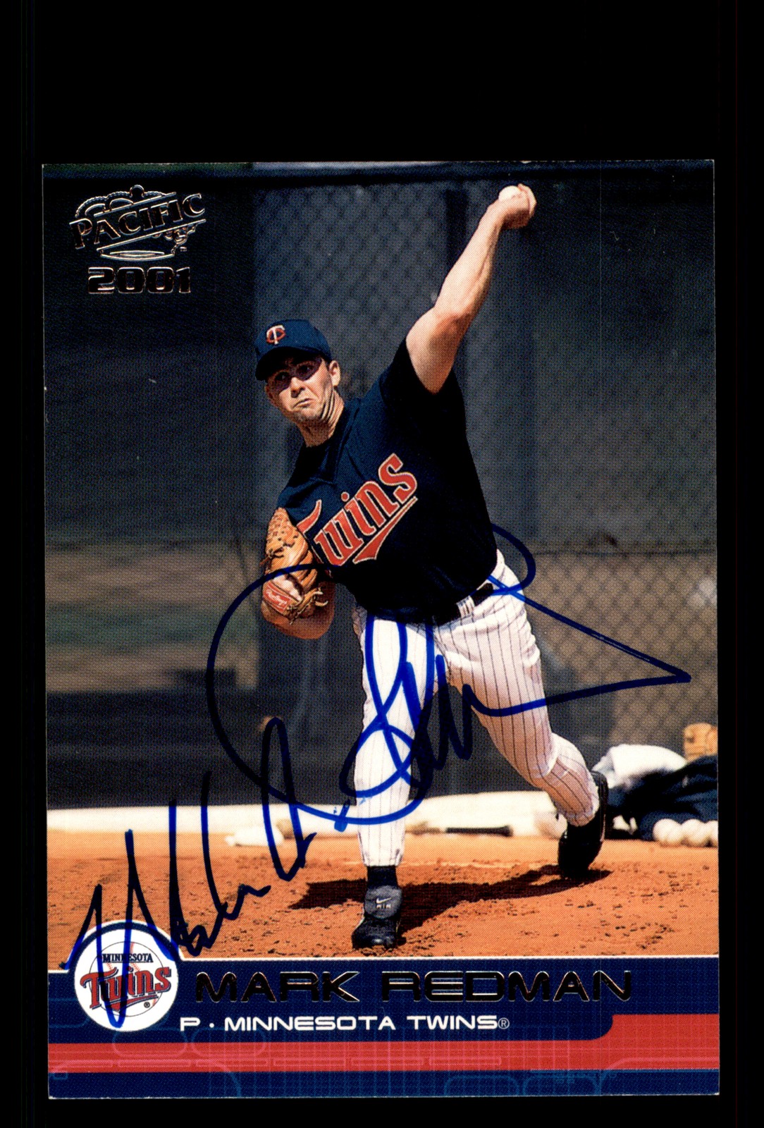 Signed Baseball Card Auto Mark Redman 2001 Pacific #250 Minnesota Twins