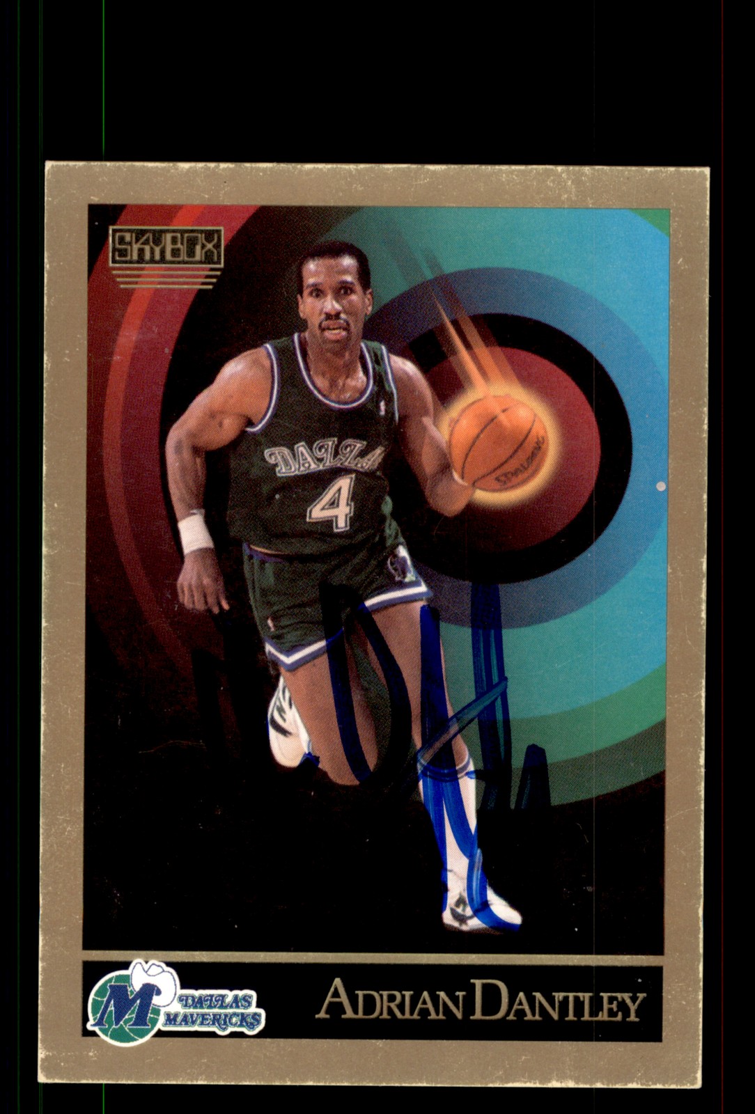 Signed Basketball Card Auto Adrian Dantley 1990-91 SkyBox #61 Dallas Mavericks