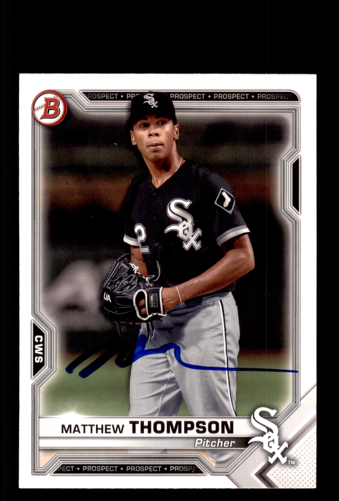 Signed Baseball Card Auto Matthew Thompson 2021 Bowman #BP-74 Chicago White Sox