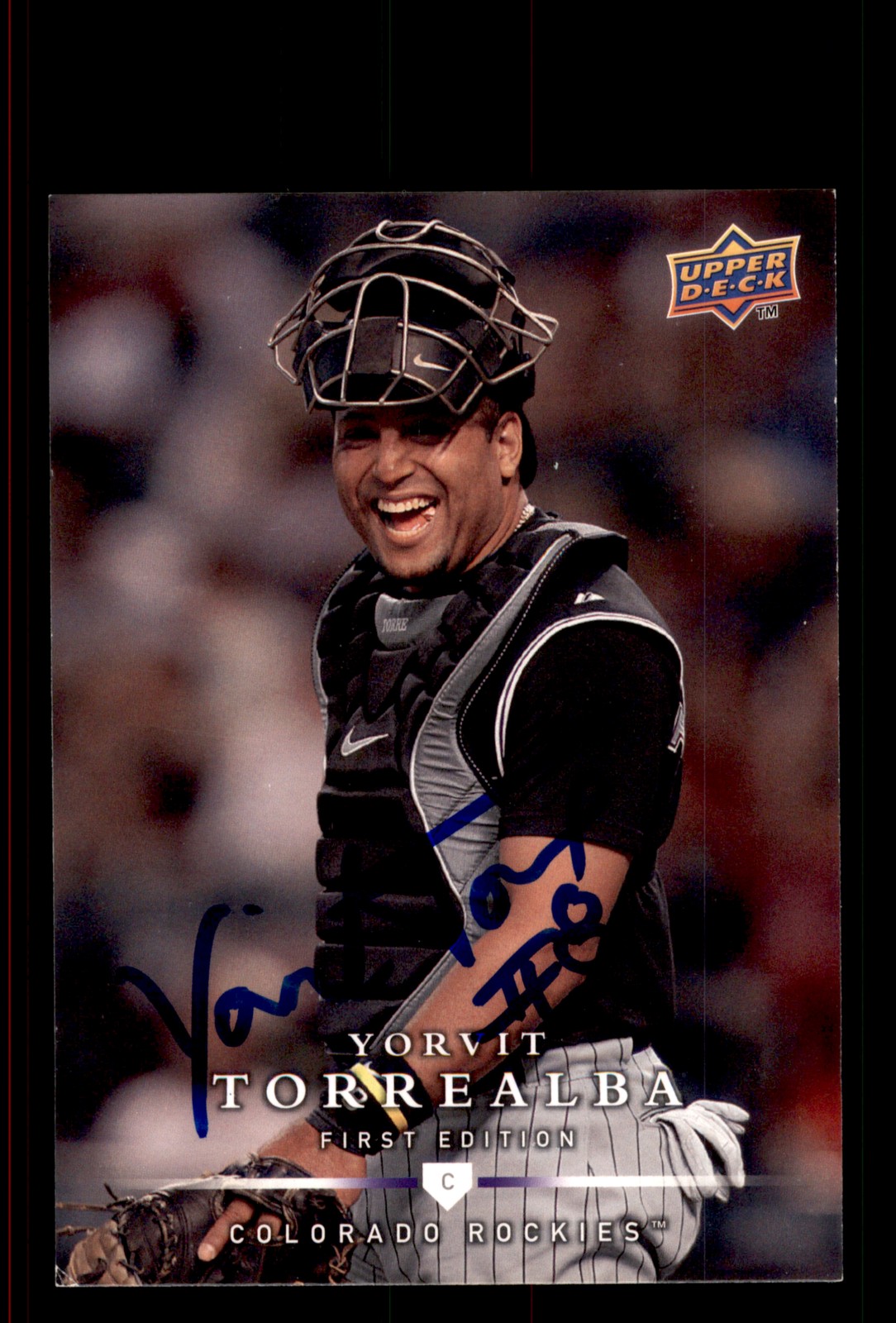 Signed Baseball Card Auto Yorvit Torrealba 2008 Upper Deck First Edition #204