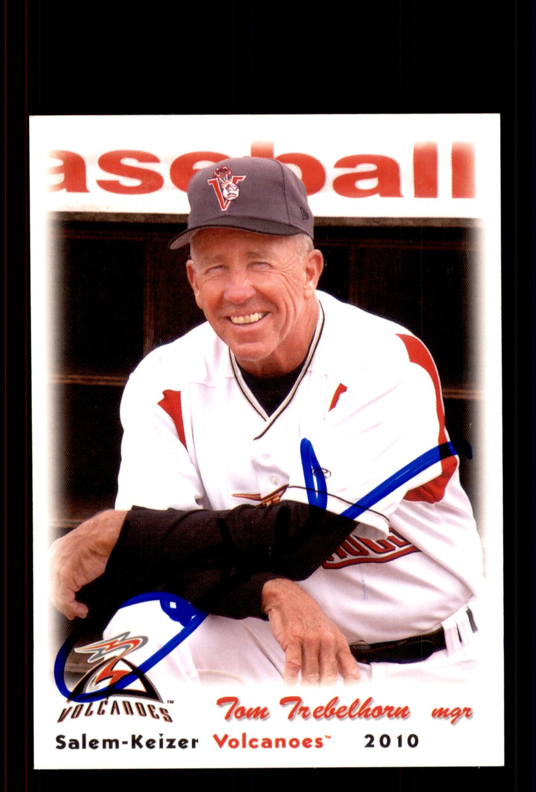 Signed Baseball Card Auto Tom Trebelhorn 2010 Grandstand Salem-Keizer Volcanoes
