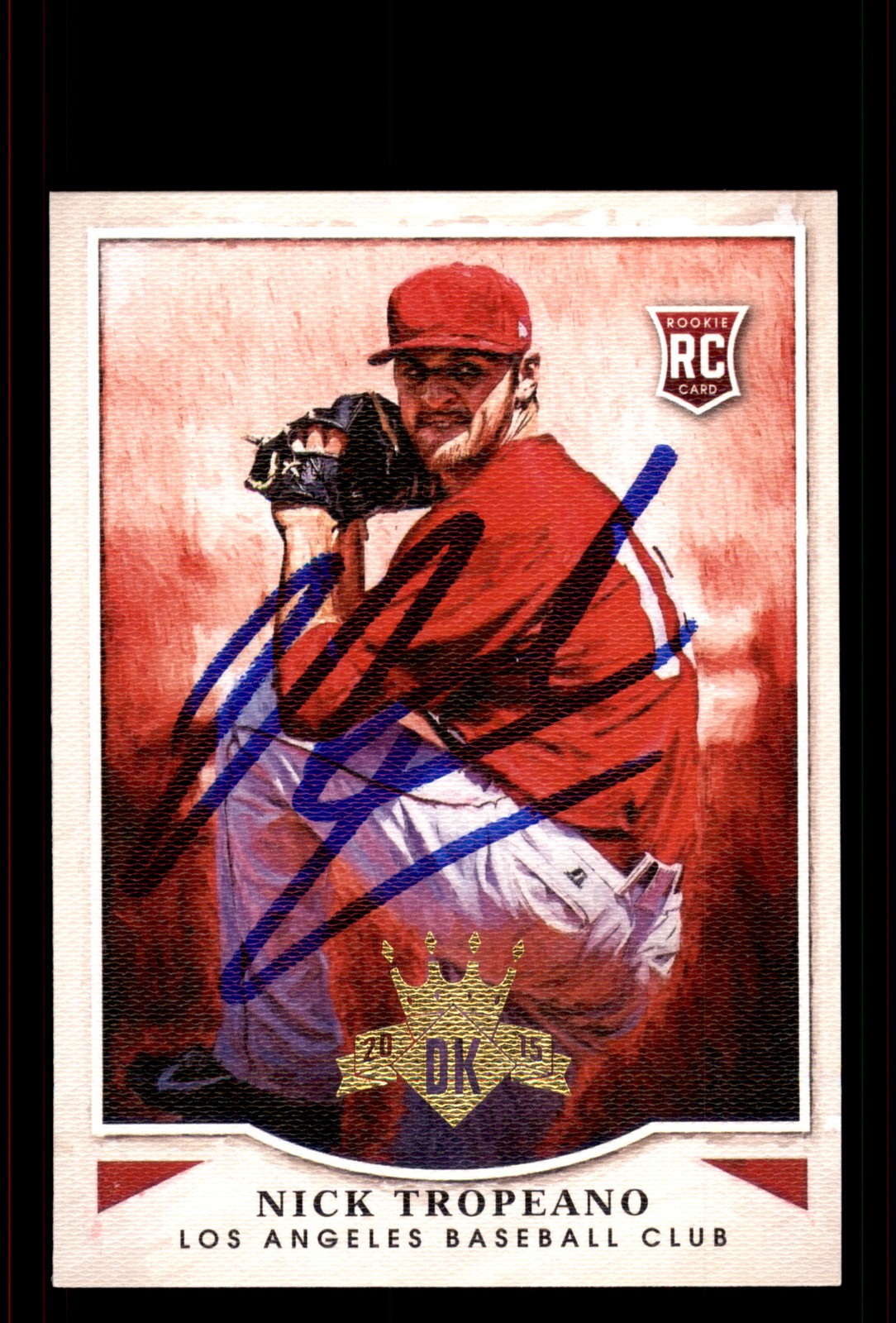 Signed Baseball Card Auto Nick Tropeano 2015 Panini Diamond Kings #198 LA Angels