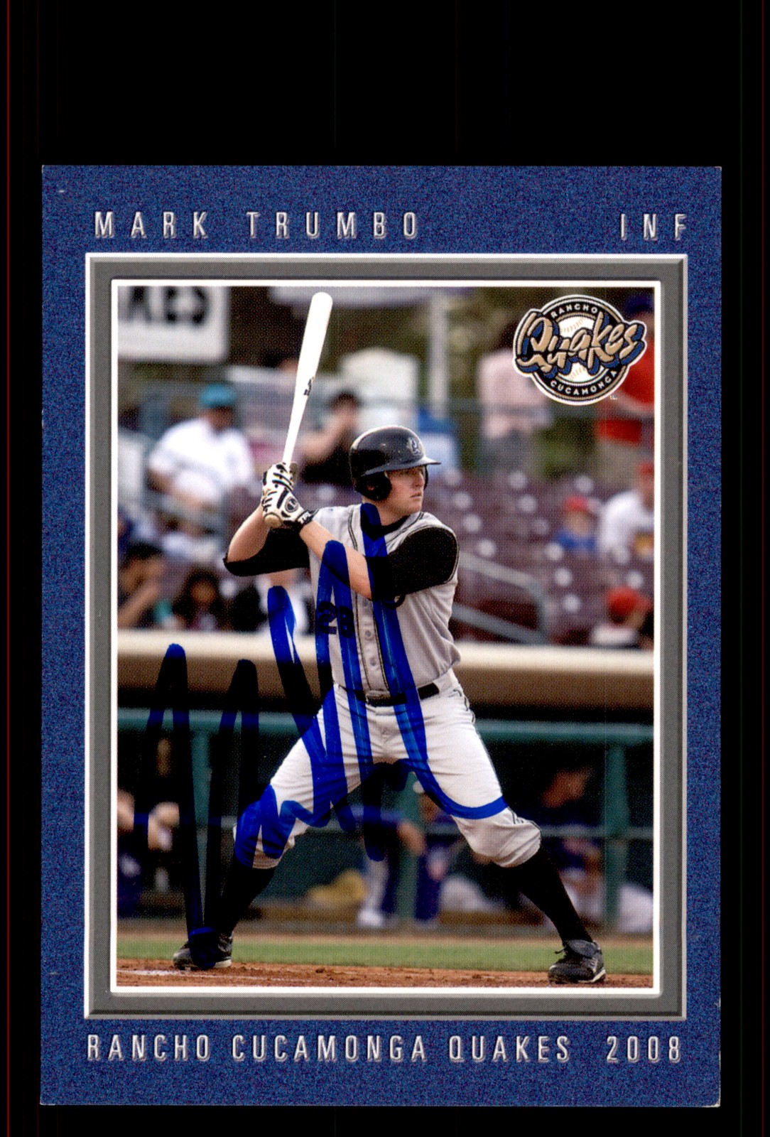 Signed Baseball Card Auto Mark Trumbo 2008 Grandstand Rancho Cucamonga Quakes