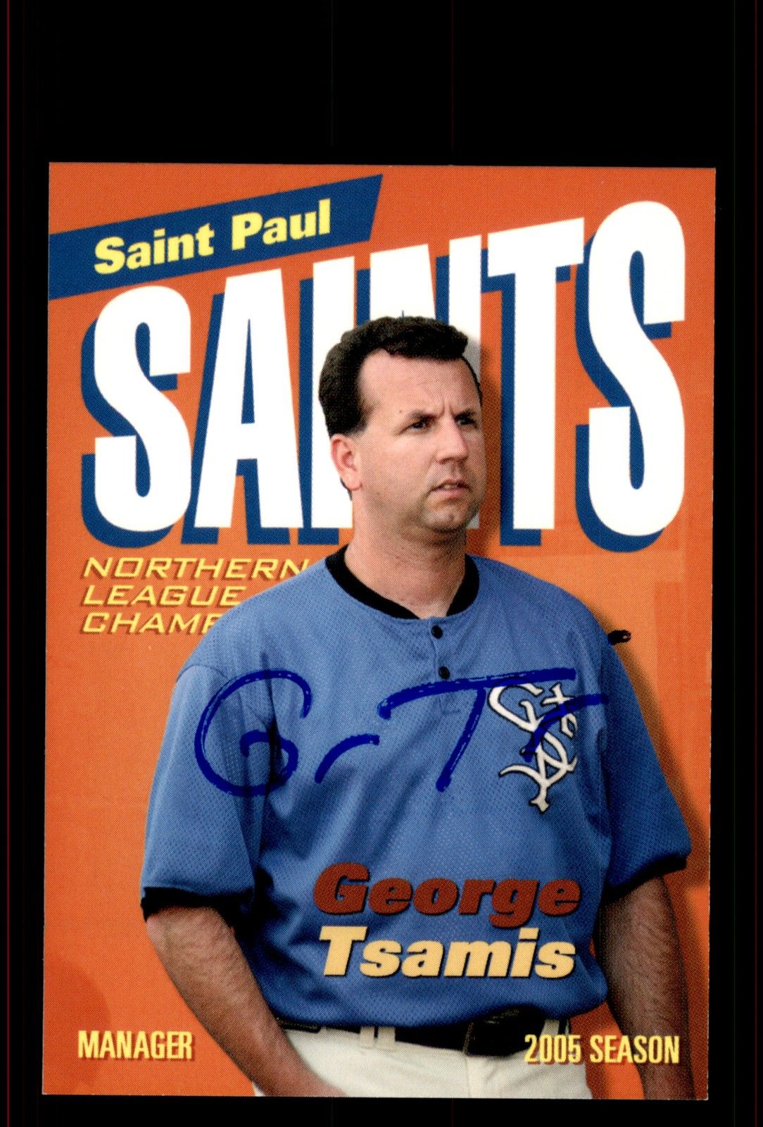 Signed Baseball Card Auto George Tsamis 2005 St. Paul Saints