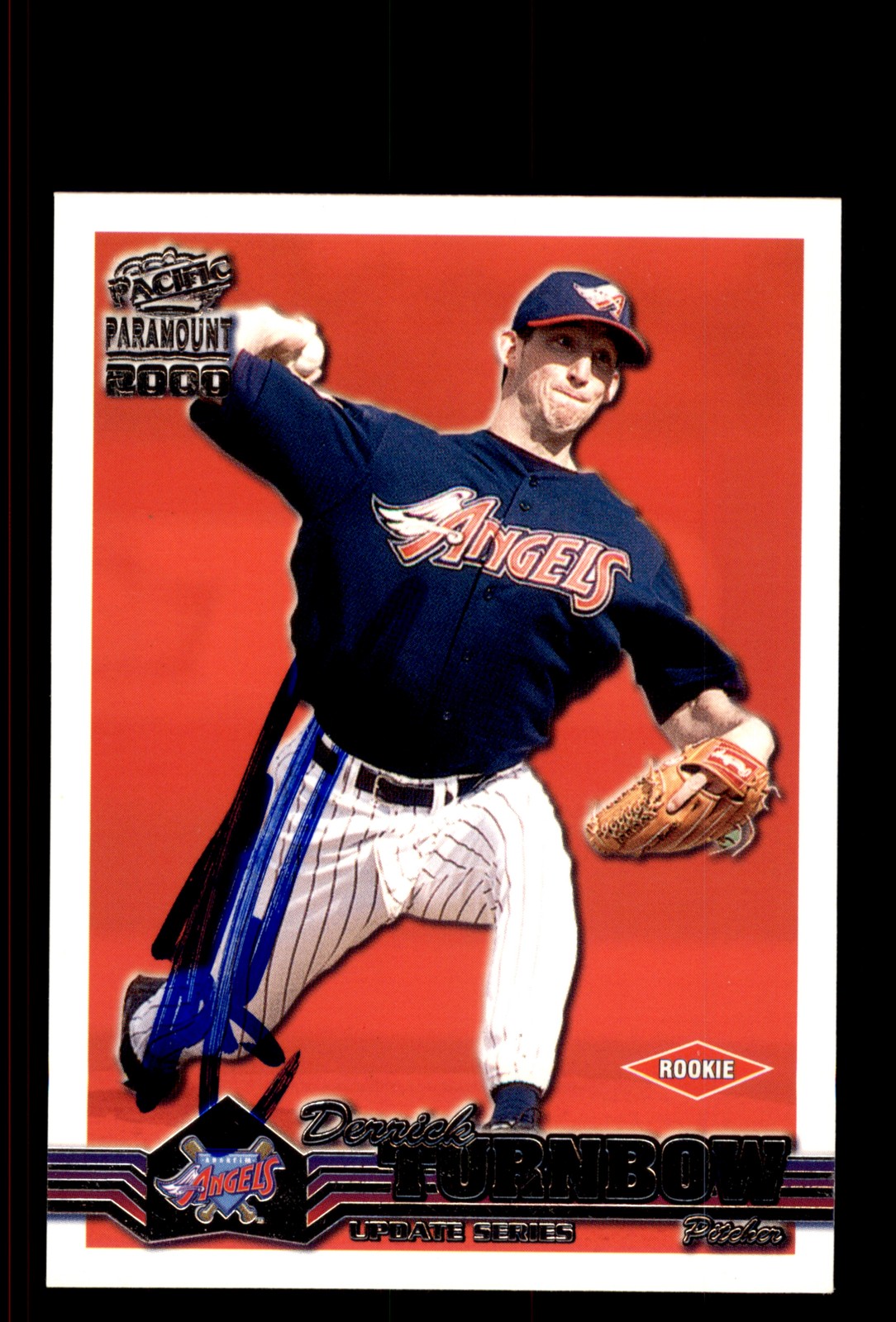 Signed Baseball Card Auto Derrick Turnbow 2000 Pacific Paramount #3-U Angels