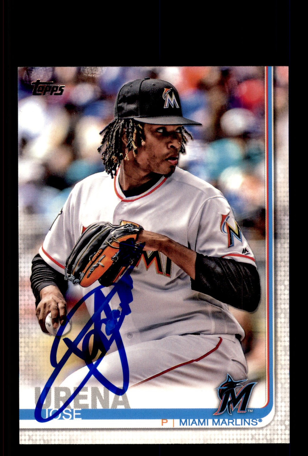 Signed Baseball Card Auto Jose Urena 2019 Topps #20 Miami Marlins