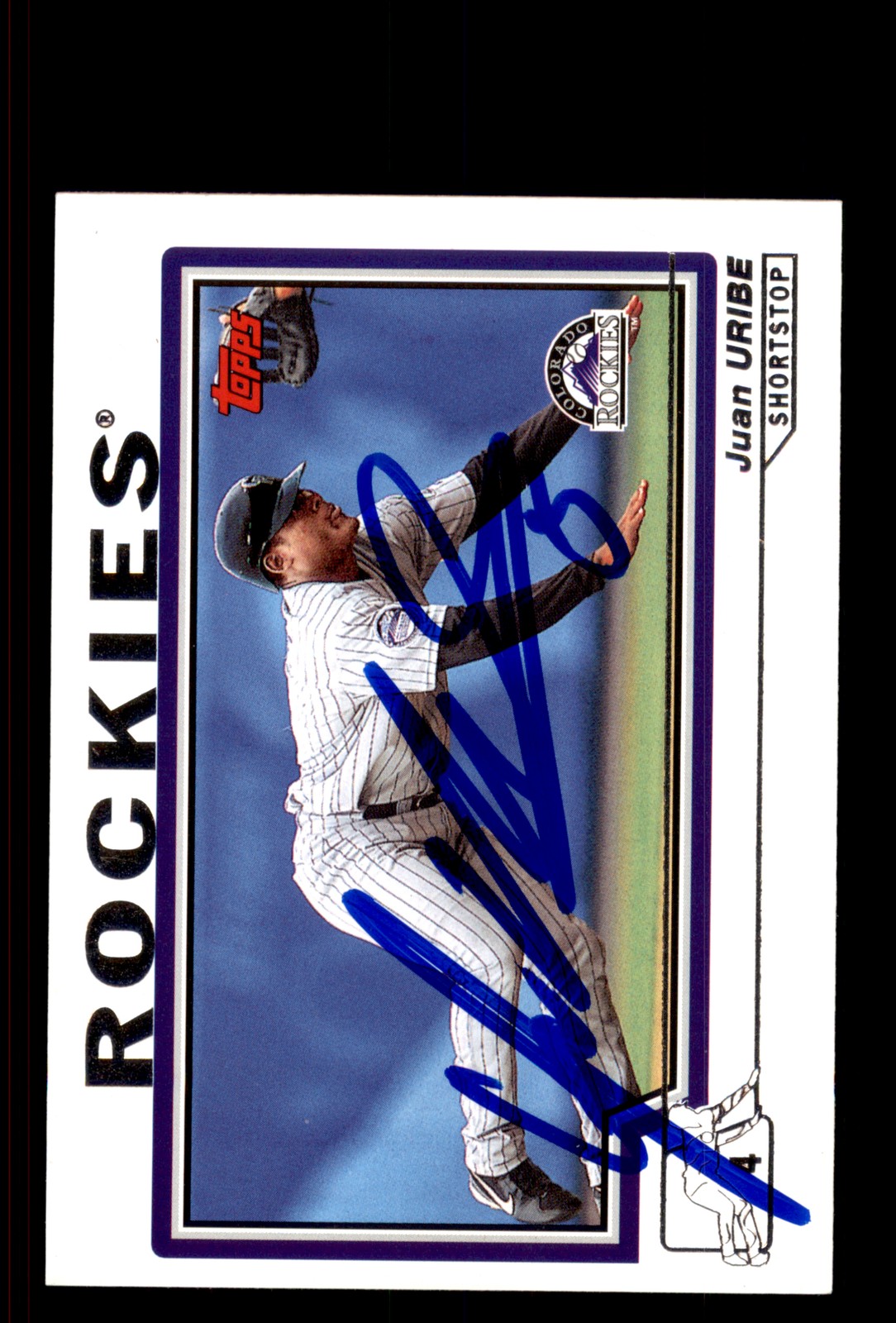 Signed Baseball Card Auto Juan Uribe 2004 Topps #87 Colorado Rockies