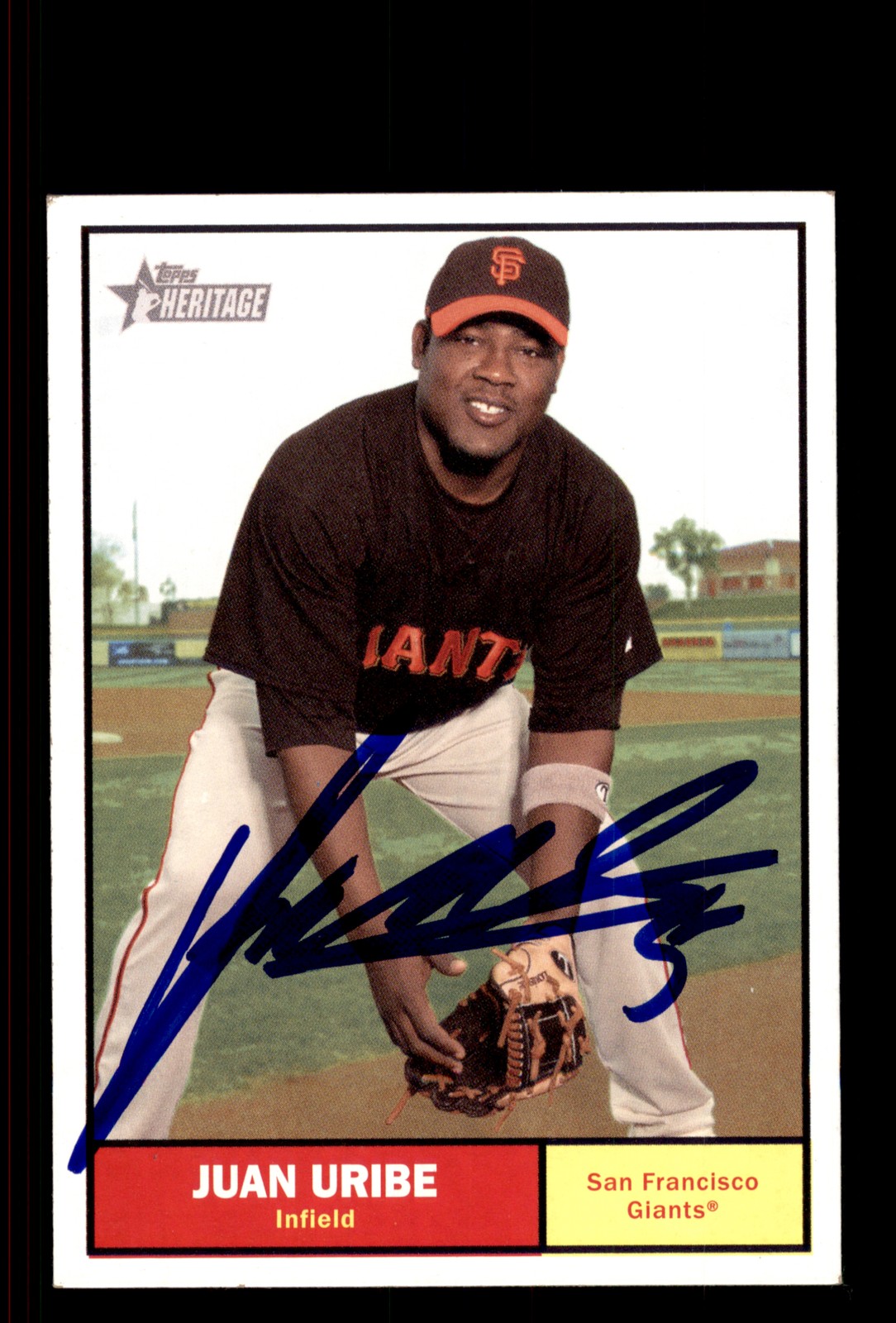 Signed Baseball Card Auto Juan Uribe 2010 Topps Heritage #87 Giants