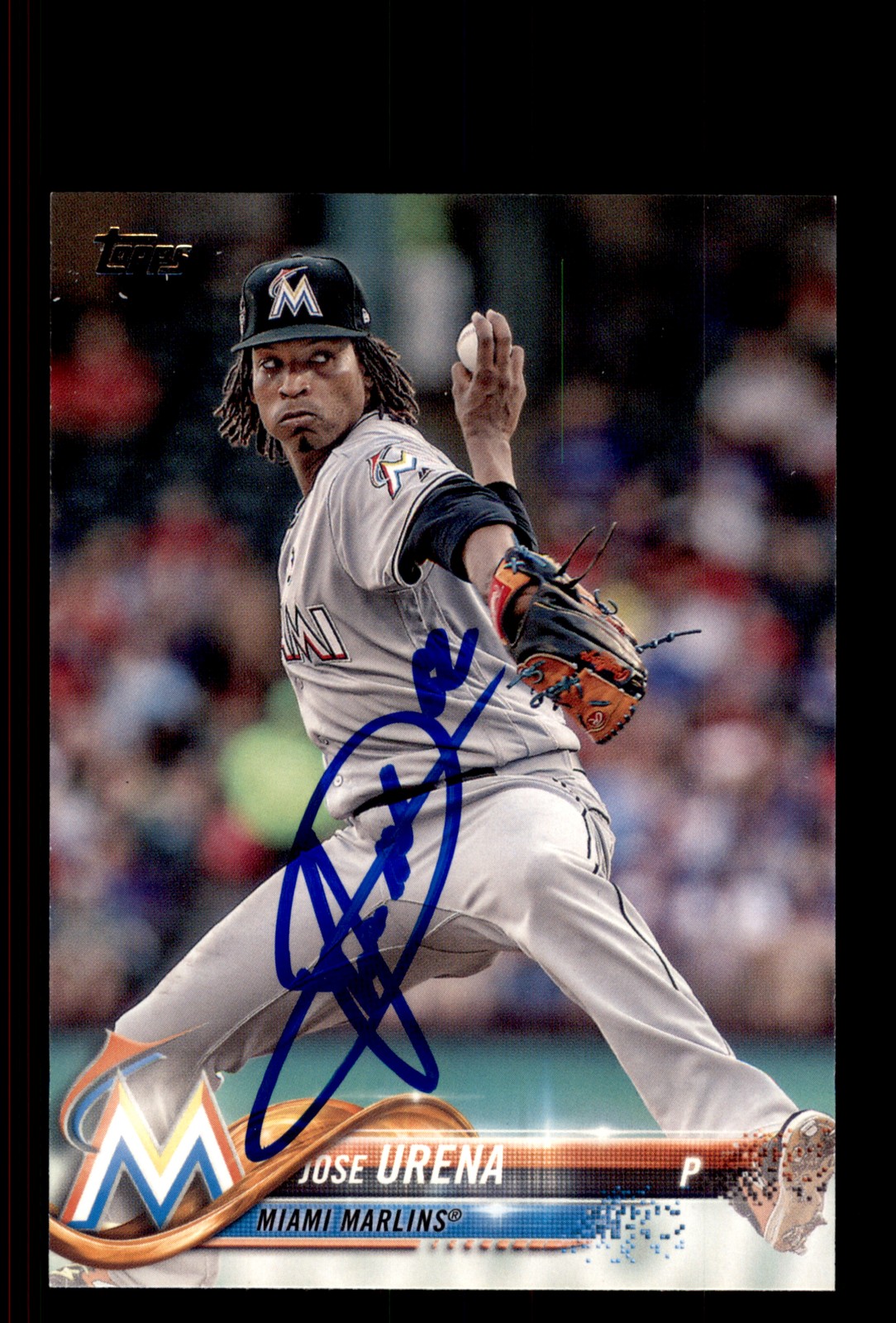 Signed Baseball Card Auto Jose Urena 2018 Topps #647 Miami Marlins