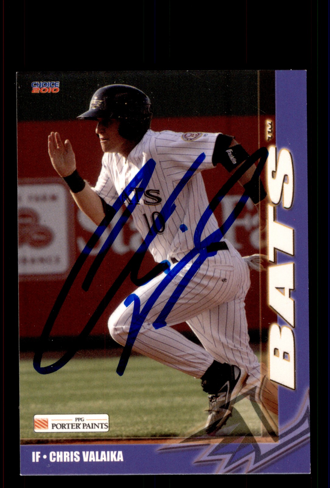Signed Baseball Card Auto Chris Valaika 2010 Choice Louisville Bats
