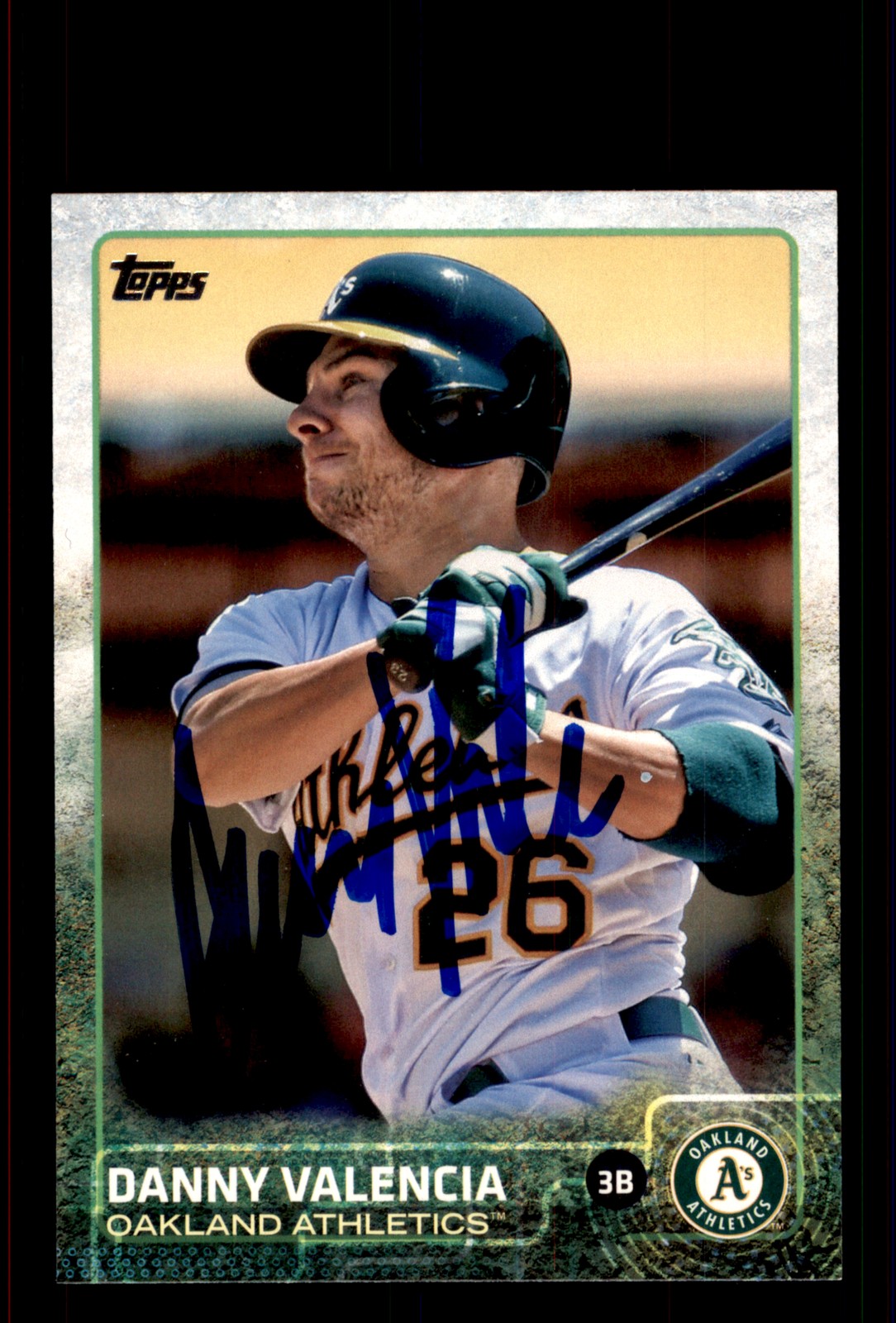 Signed Baseball Card Auto Danny Valencia 2015 Topps #US250 Oakland Athletics
