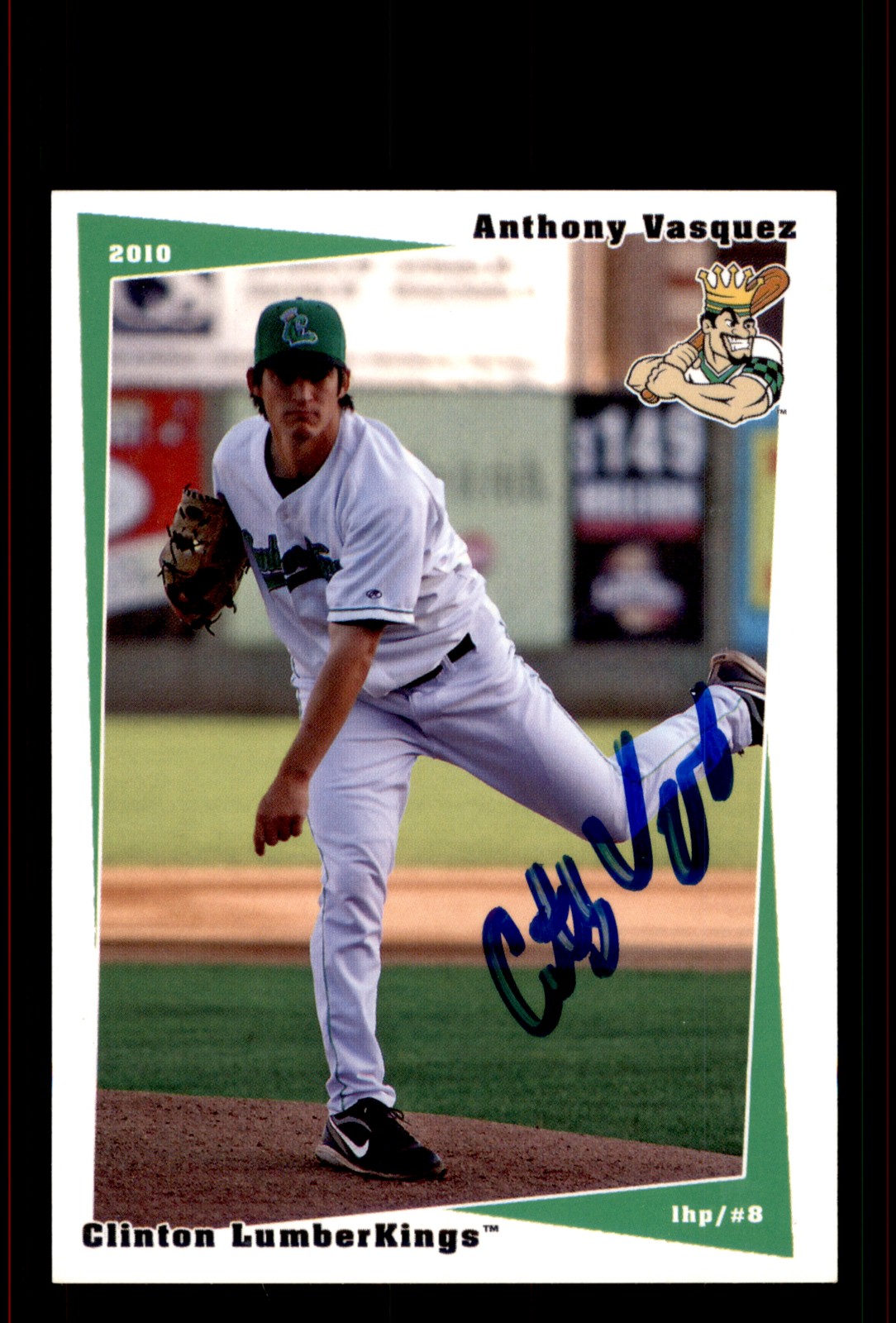 Signed Baseball Card Auto Anthony Vasquez 2010 Grandstand Clinton LumberKings