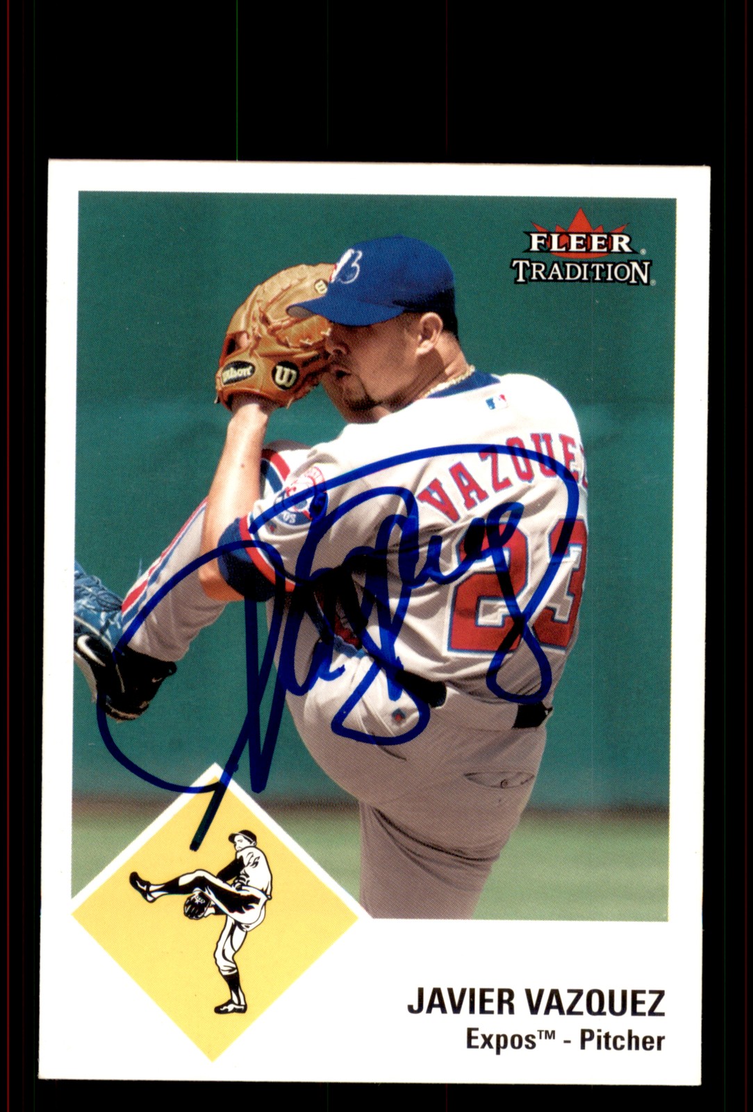 Signed Baseball Card Auto Javier Vazquez 2003 Fleer Tradition Update #U18 Expos