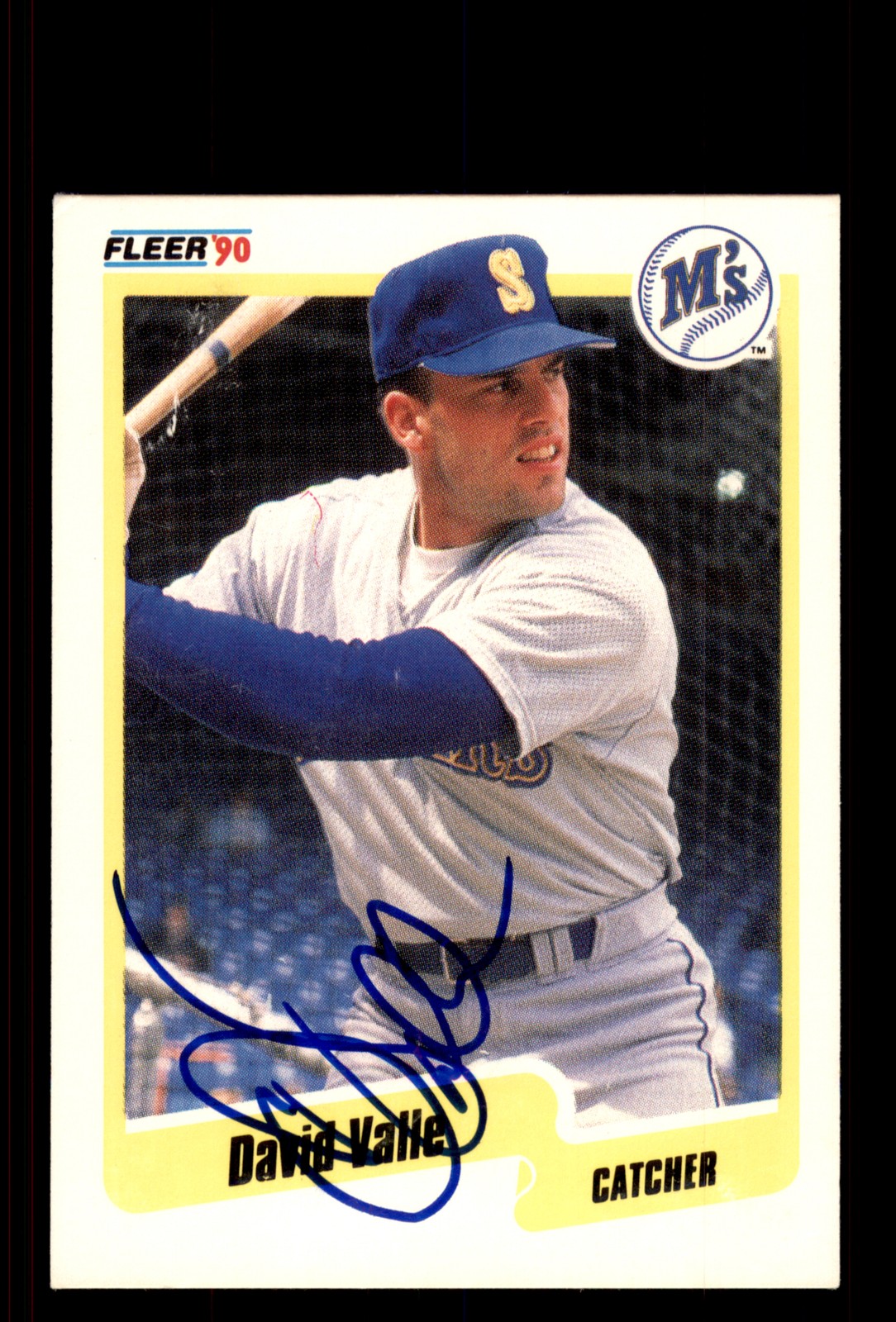 Signed Baseball Card Auto Dave Valle 1990 Fleer #527 Seattle Mariners