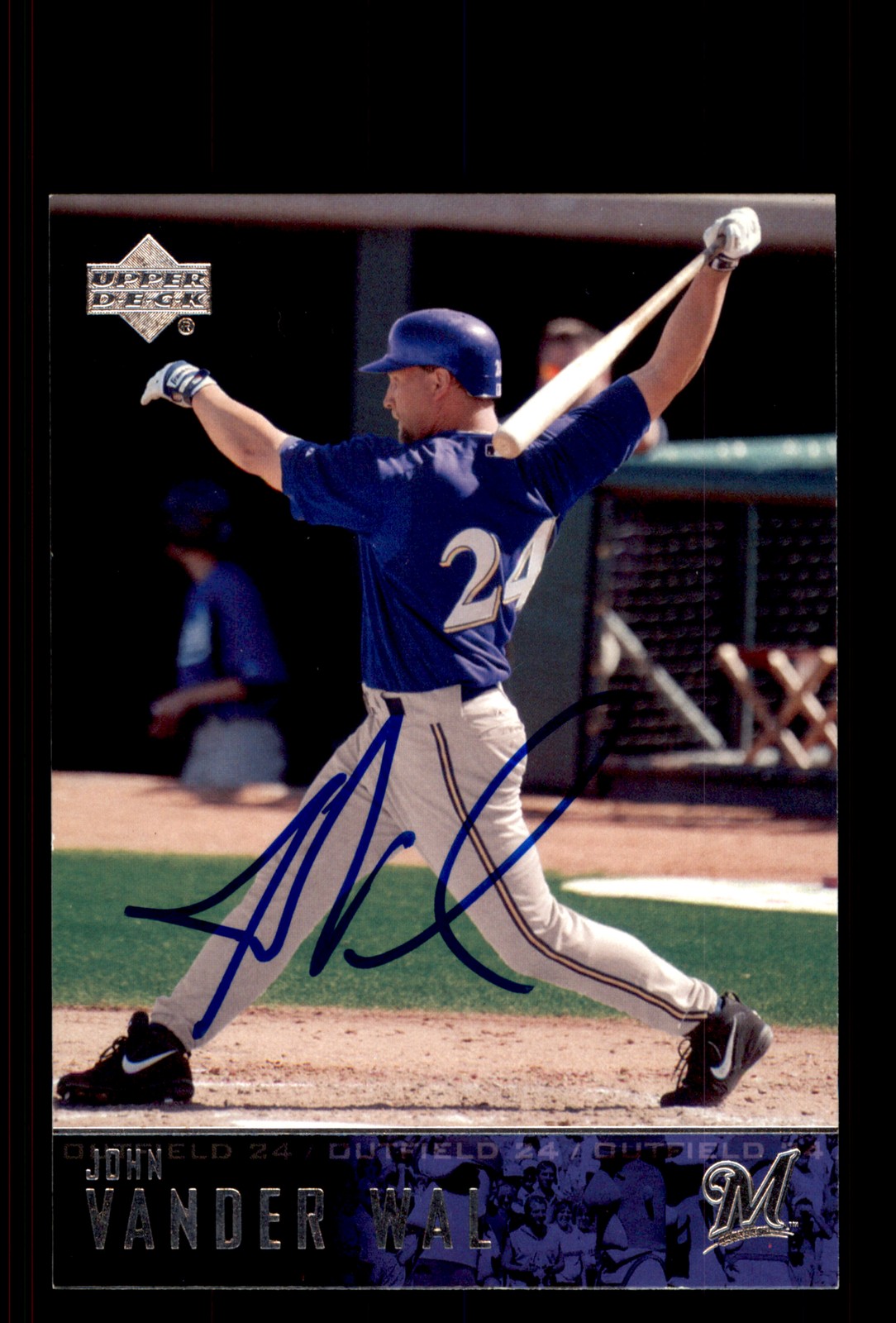 Signed Baseball Card Auto John Vander Wal 2004 Upper Deck #156 Milwaukee Brewers