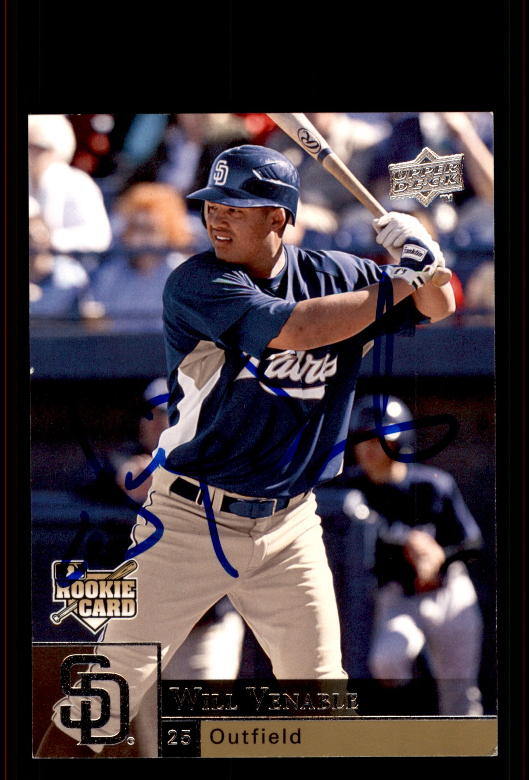Signed Baseball Card Auto Will Venable 2009 Upper Deck #410 San Diego Padres