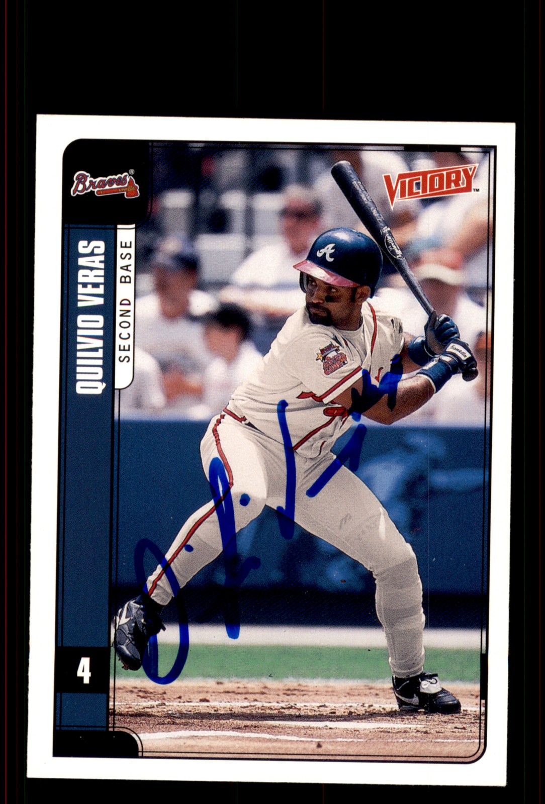 Signed Baseball Card Auto Quilvio Veras 2001 Upper Deck Victory #289 Braves