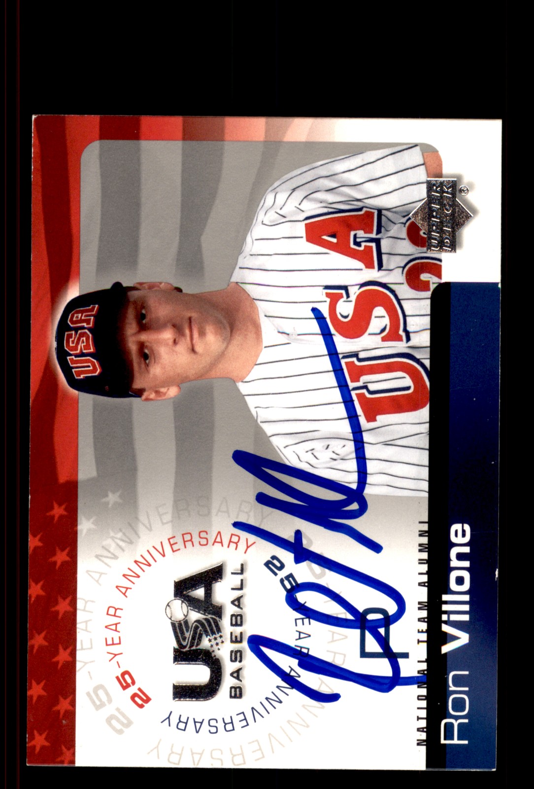 Signed Baseball Card Auto Ron Villone 2004 Upper Deck USA #USA-182