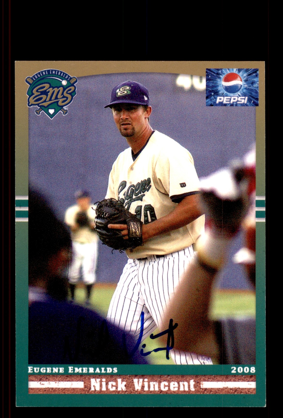 Signed Baseball Card Auto Nick Vincent 2008 Grandstand Eugene Emeralds