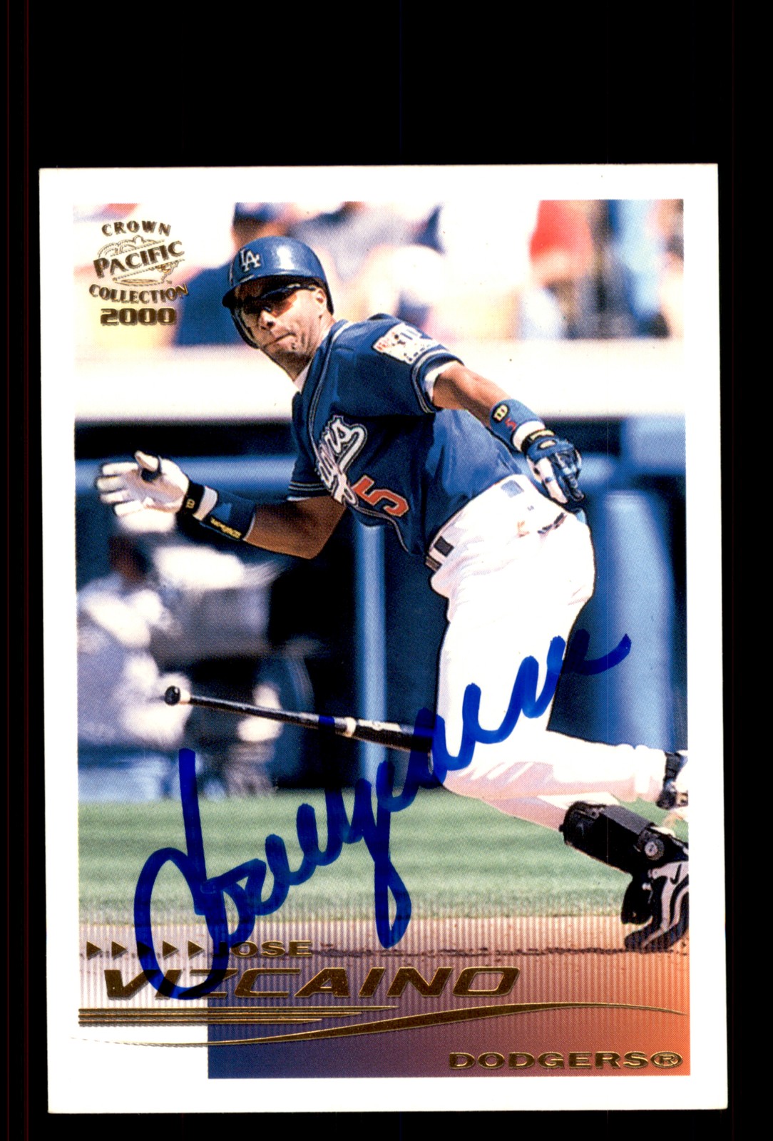 Signed Baseball Card Auto Jose Vizcaino 2000 Pacific Crown Collection #145