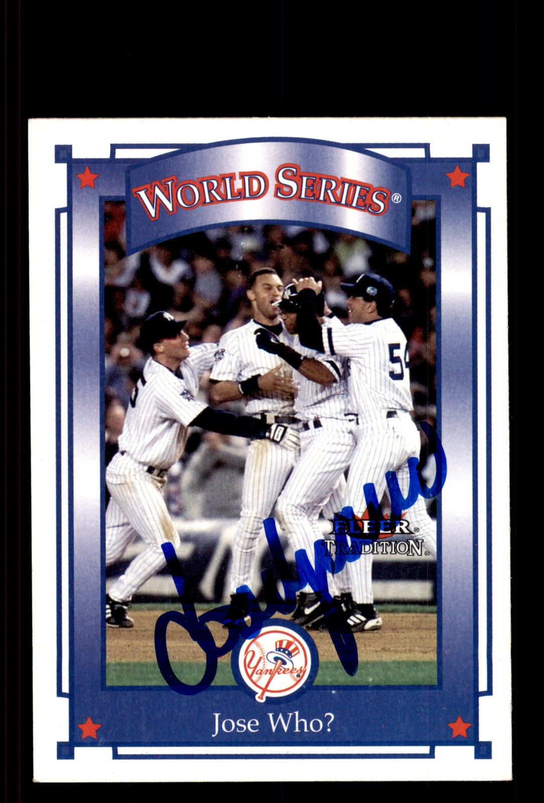 Signed Baseball Card Auto Jose Vizcaino 2001 Fleer Tradition #413 Yankees