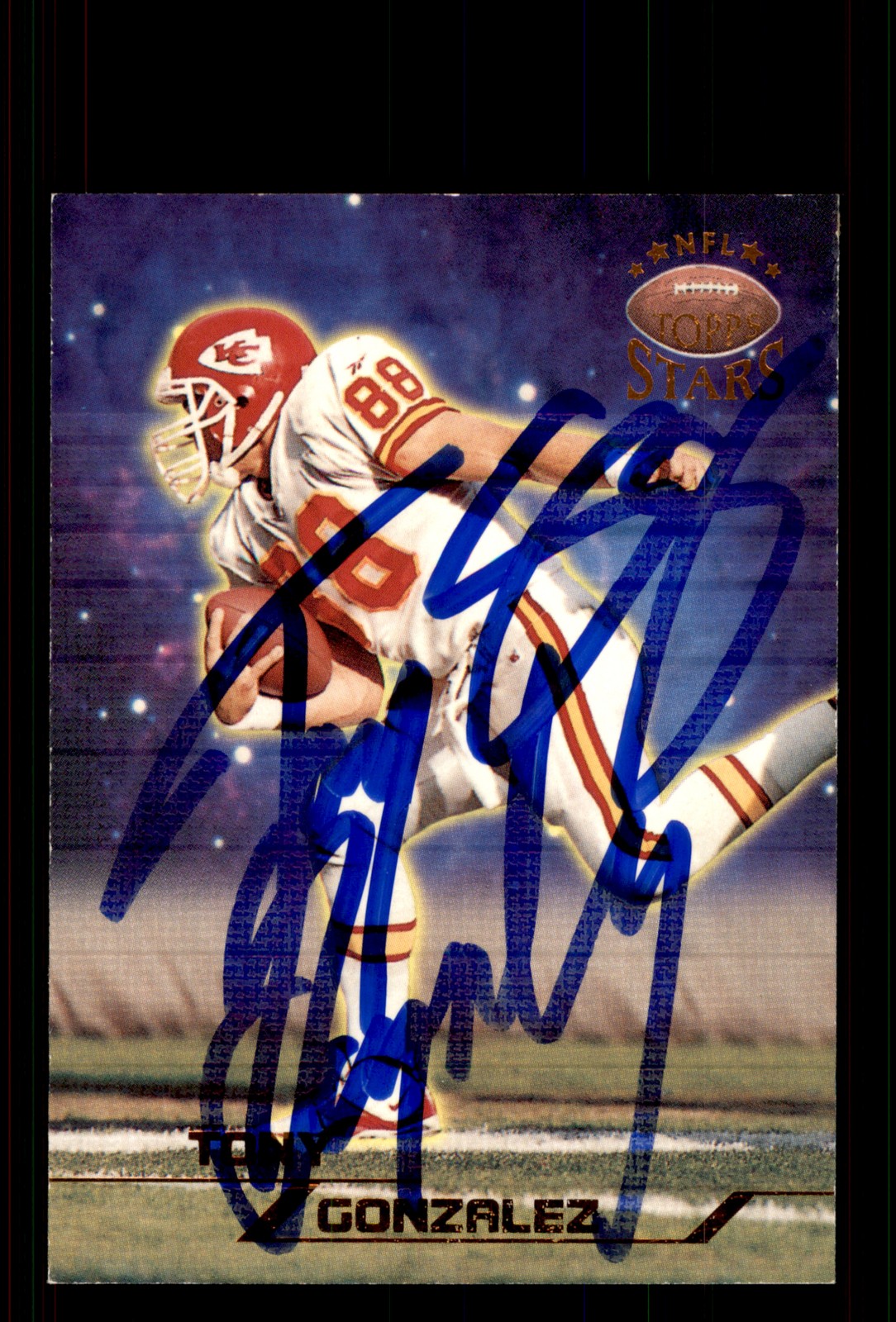 Signed Football Card Auto Tony Gonzalez 1998 Topps Stars #119 Kansas City Chiefs
