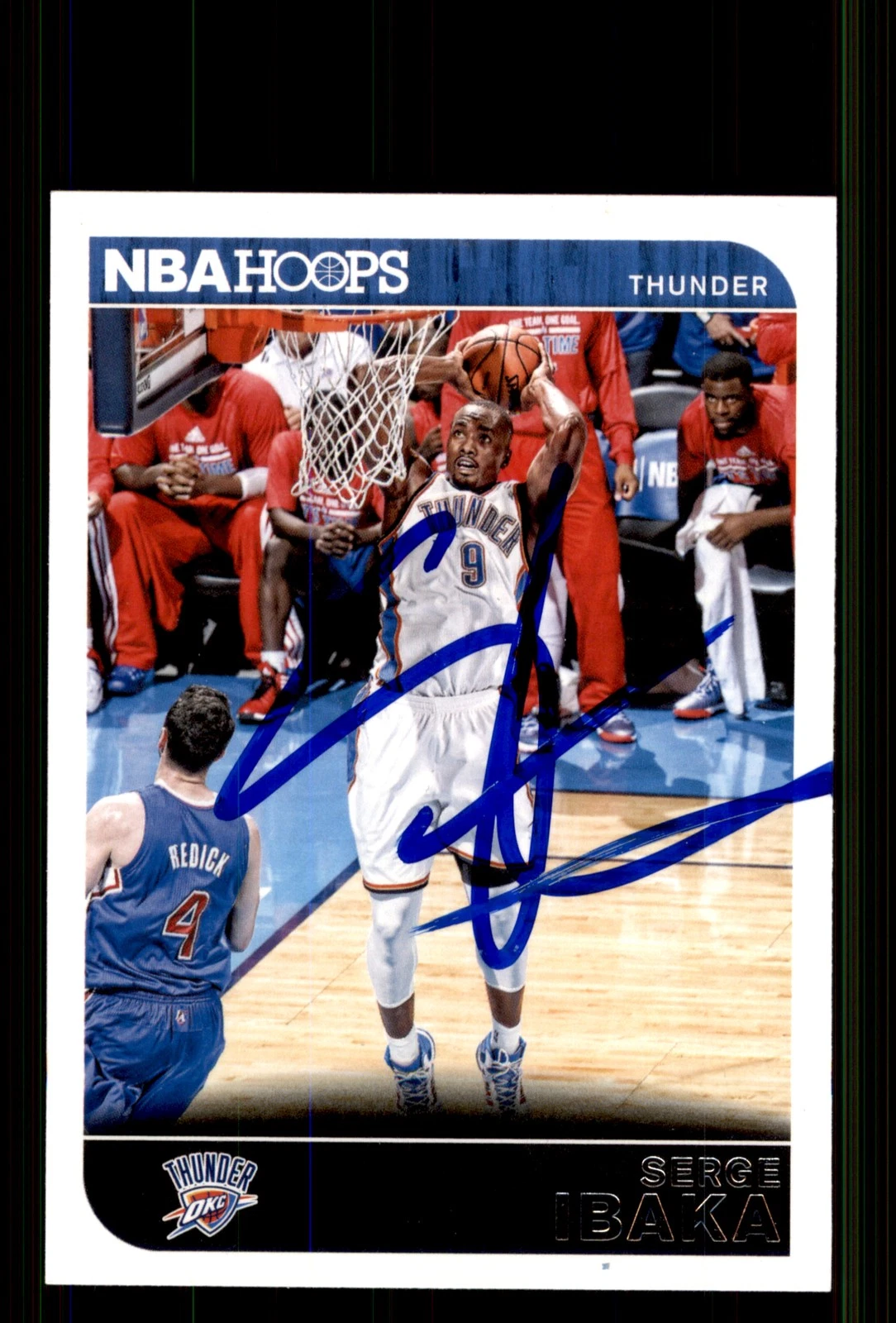 Signed Basketball Card Auto Serge Ibaka 2014-15 Hoops #202 Oklahoma City Thunder